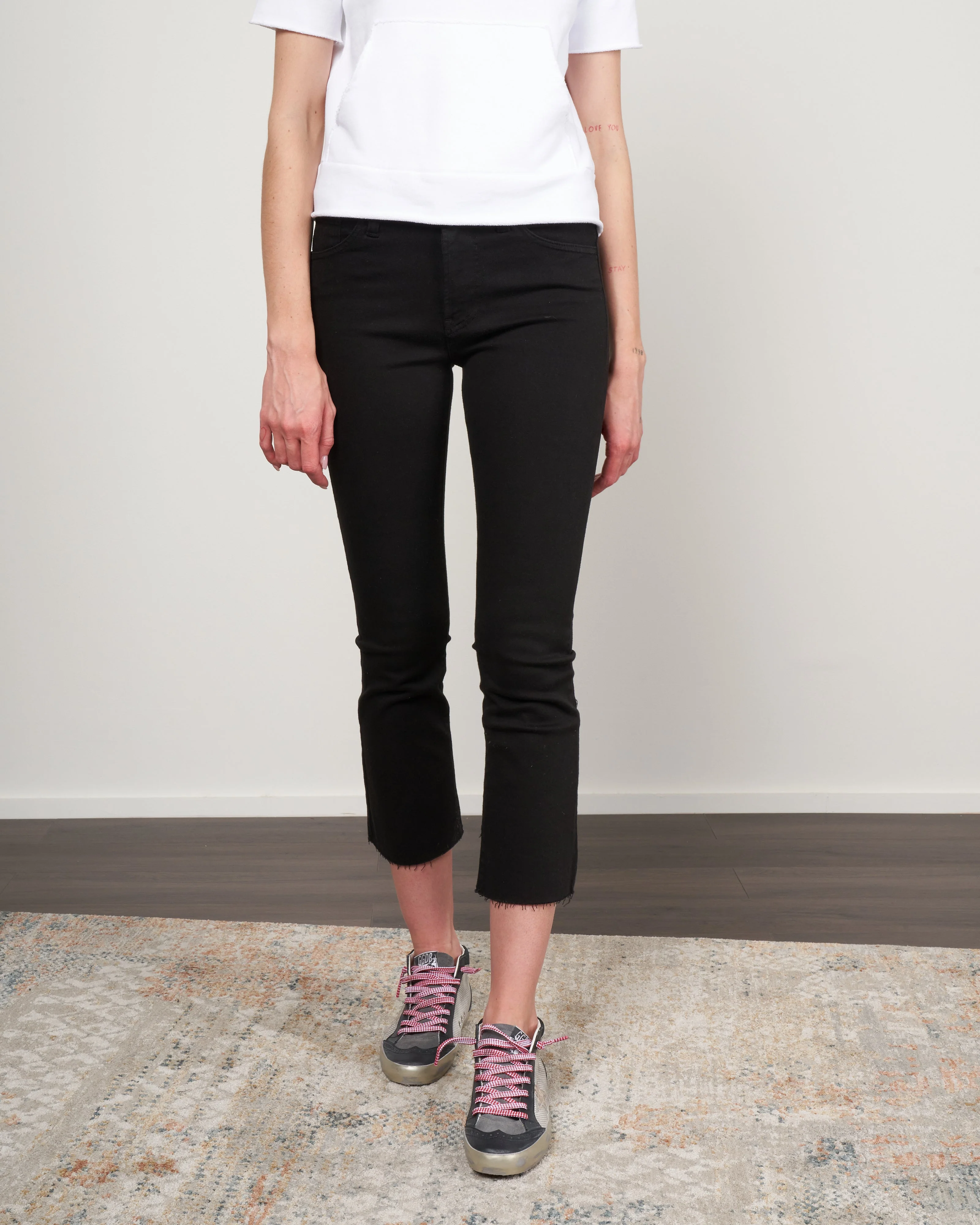 crop boot with a raw hem - black tear - Image 2