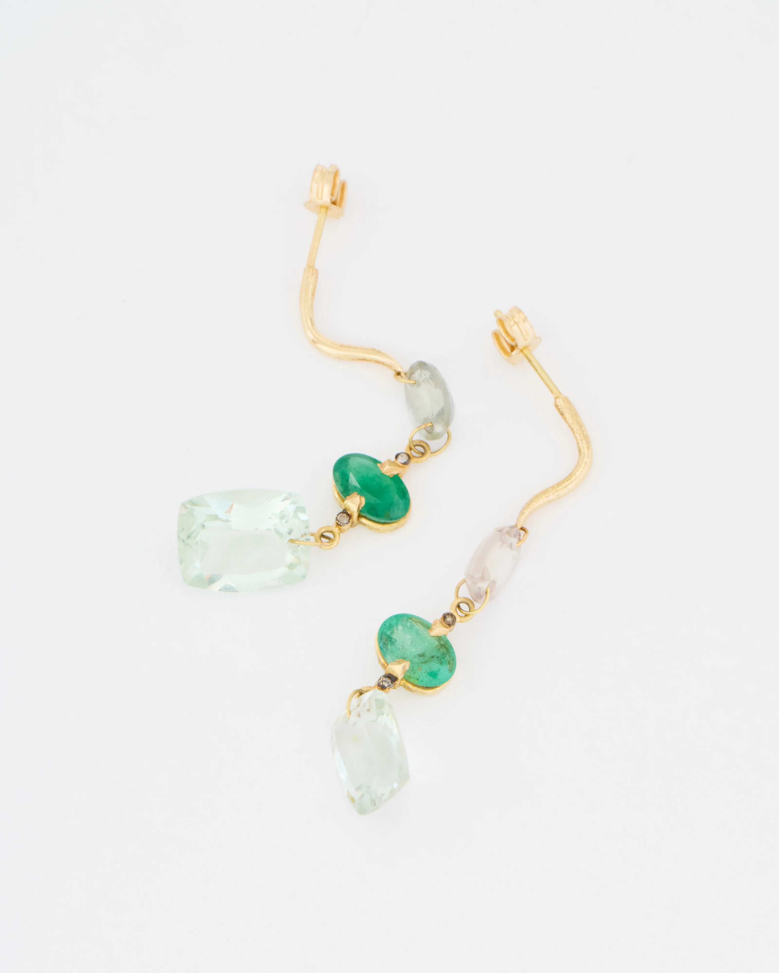 emerald and green amethyst drop earrings - Image 3