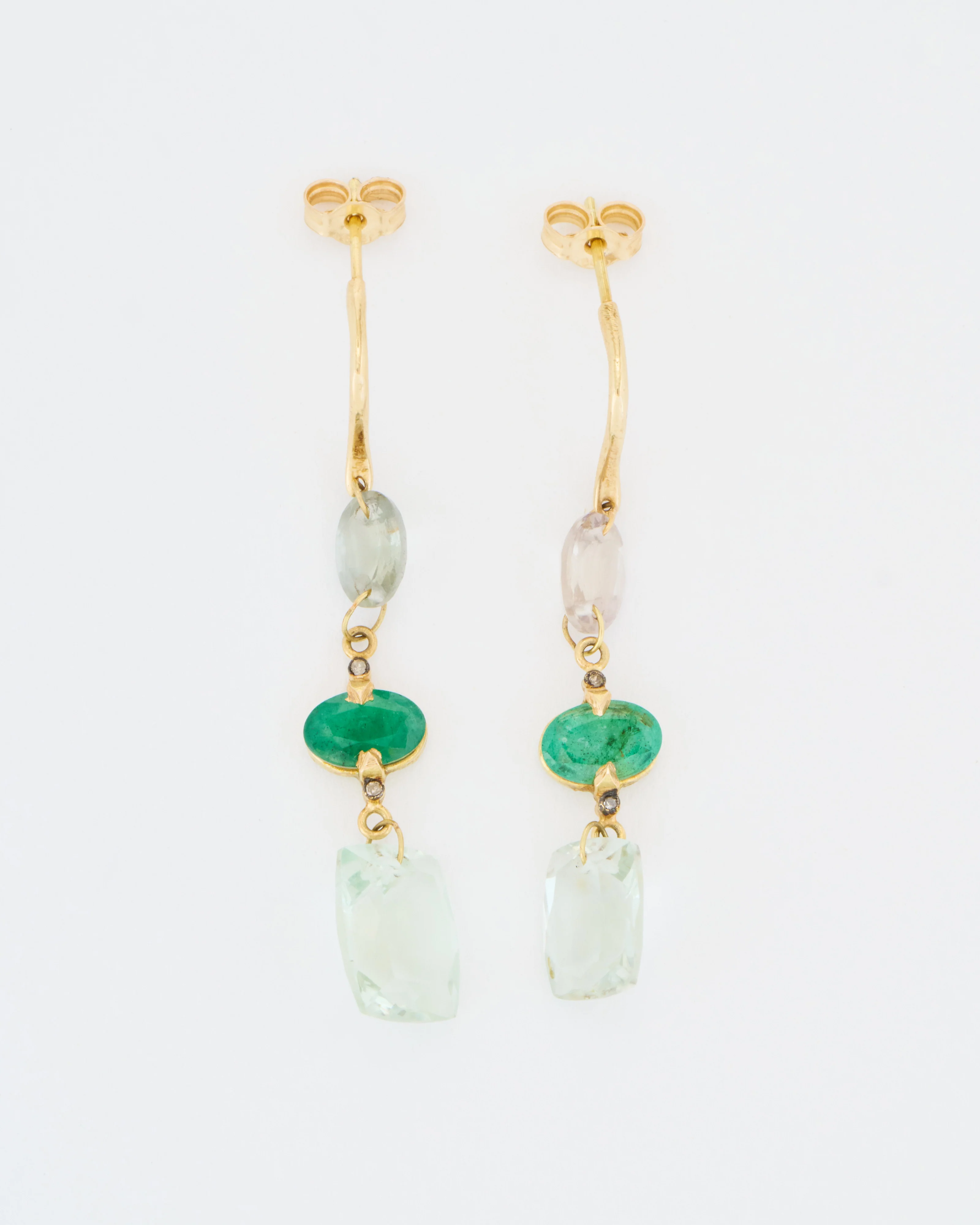 emerald and green amethyst drop earrings - Image 4