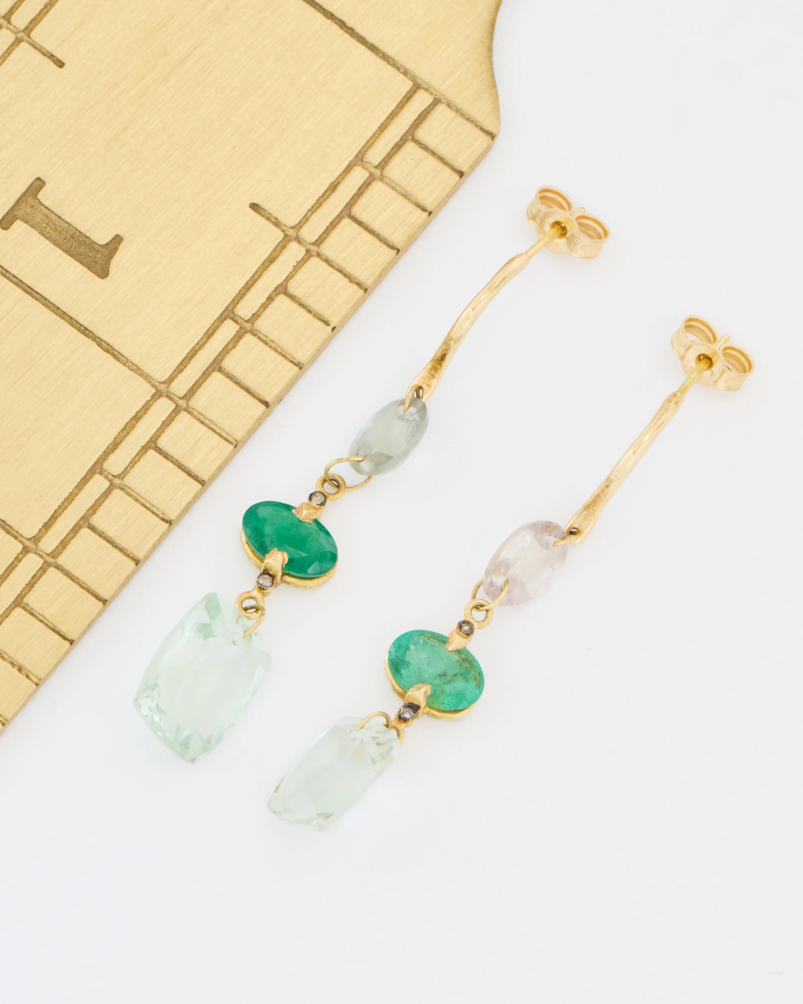 emerald and green amethyst drop earrings - Image 5