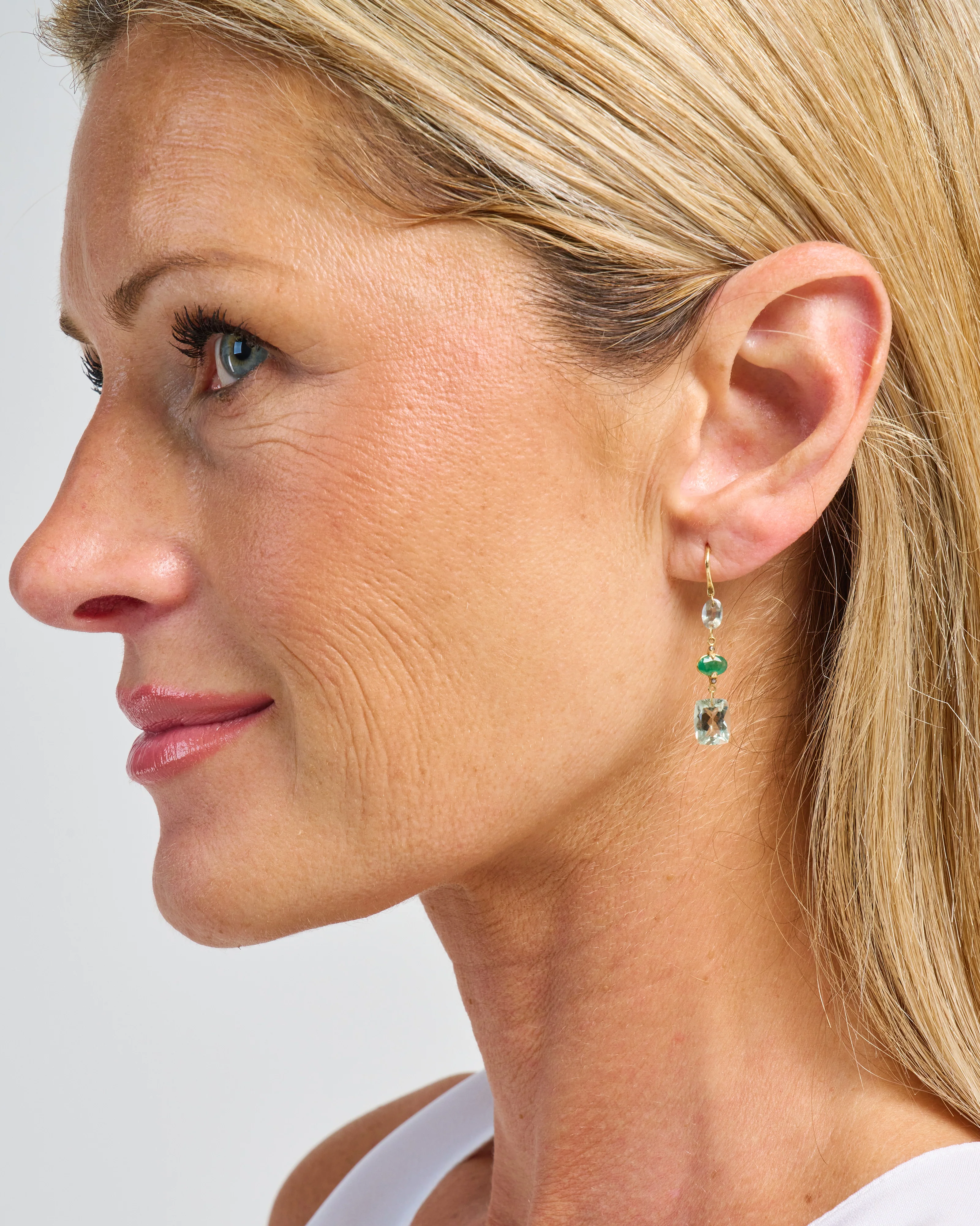 emerald and green amethyst drop earrings - Image 7