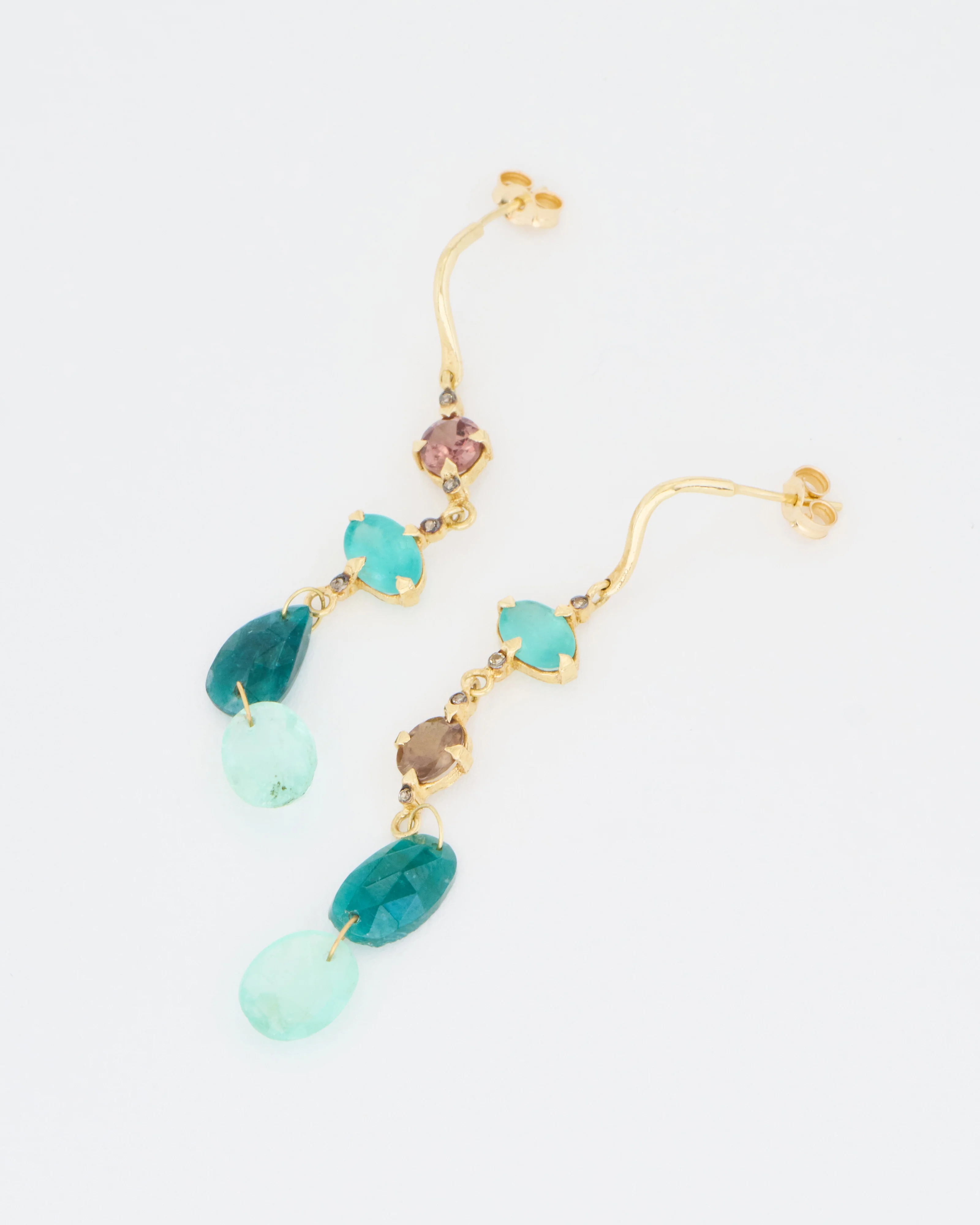 multi-stone mismatched drop earrings - Image 4