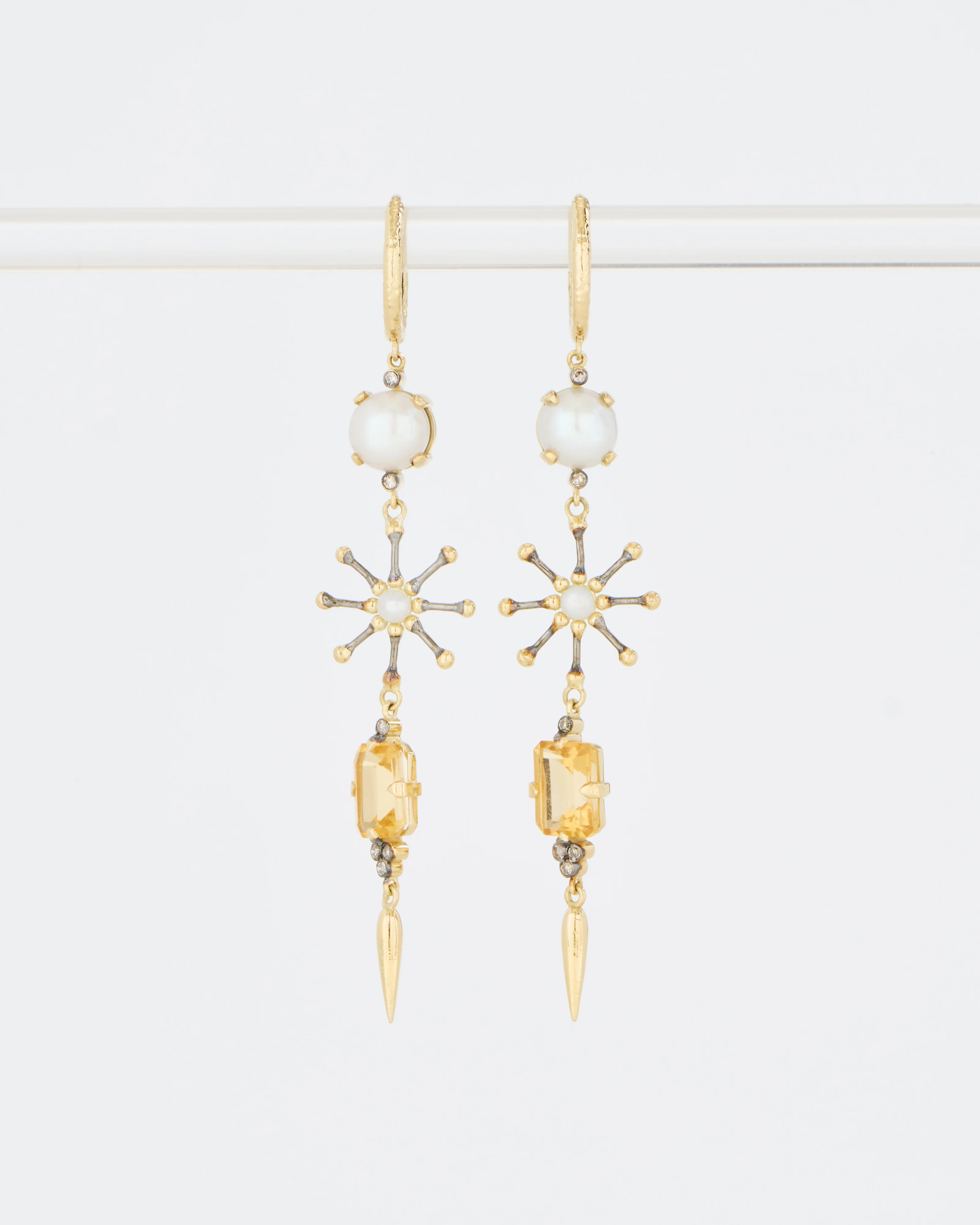 pearl and citrine drop earrings