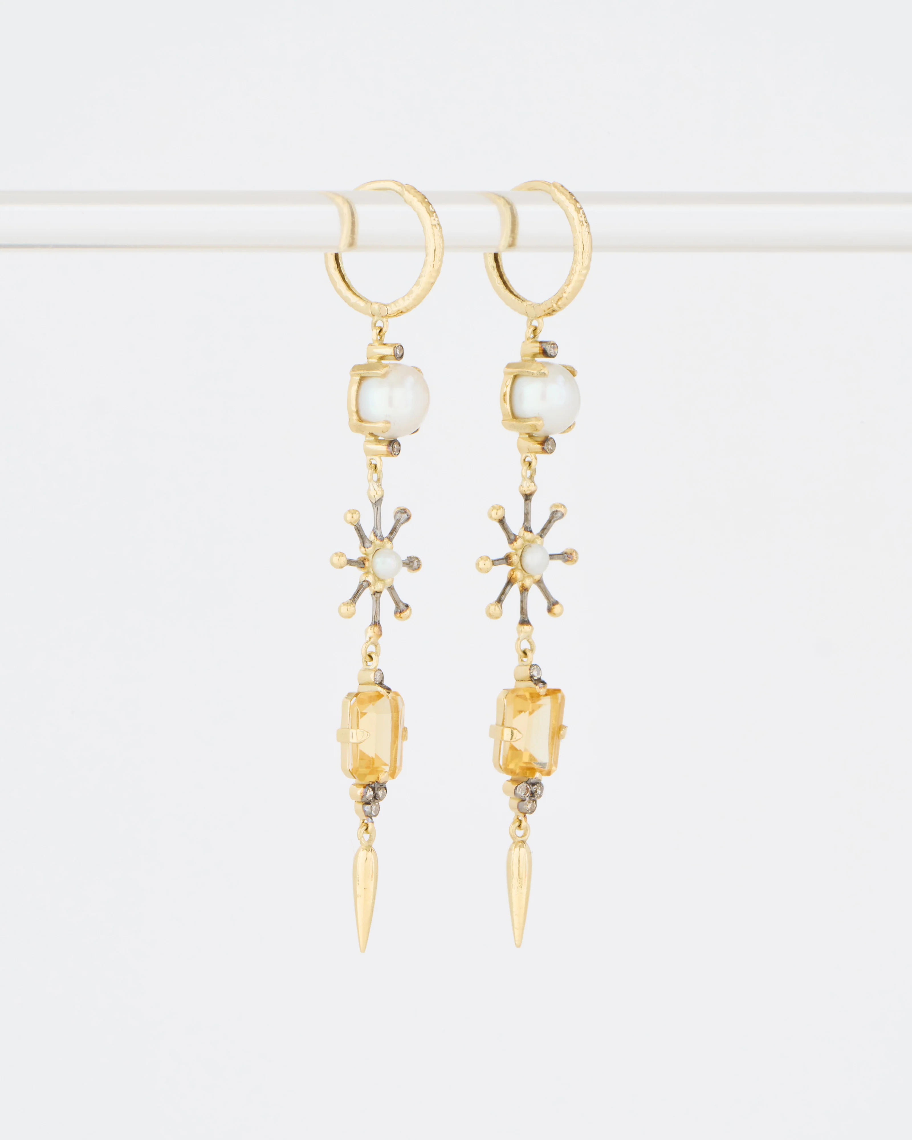 pearl and citrine drop earrings - Image 3