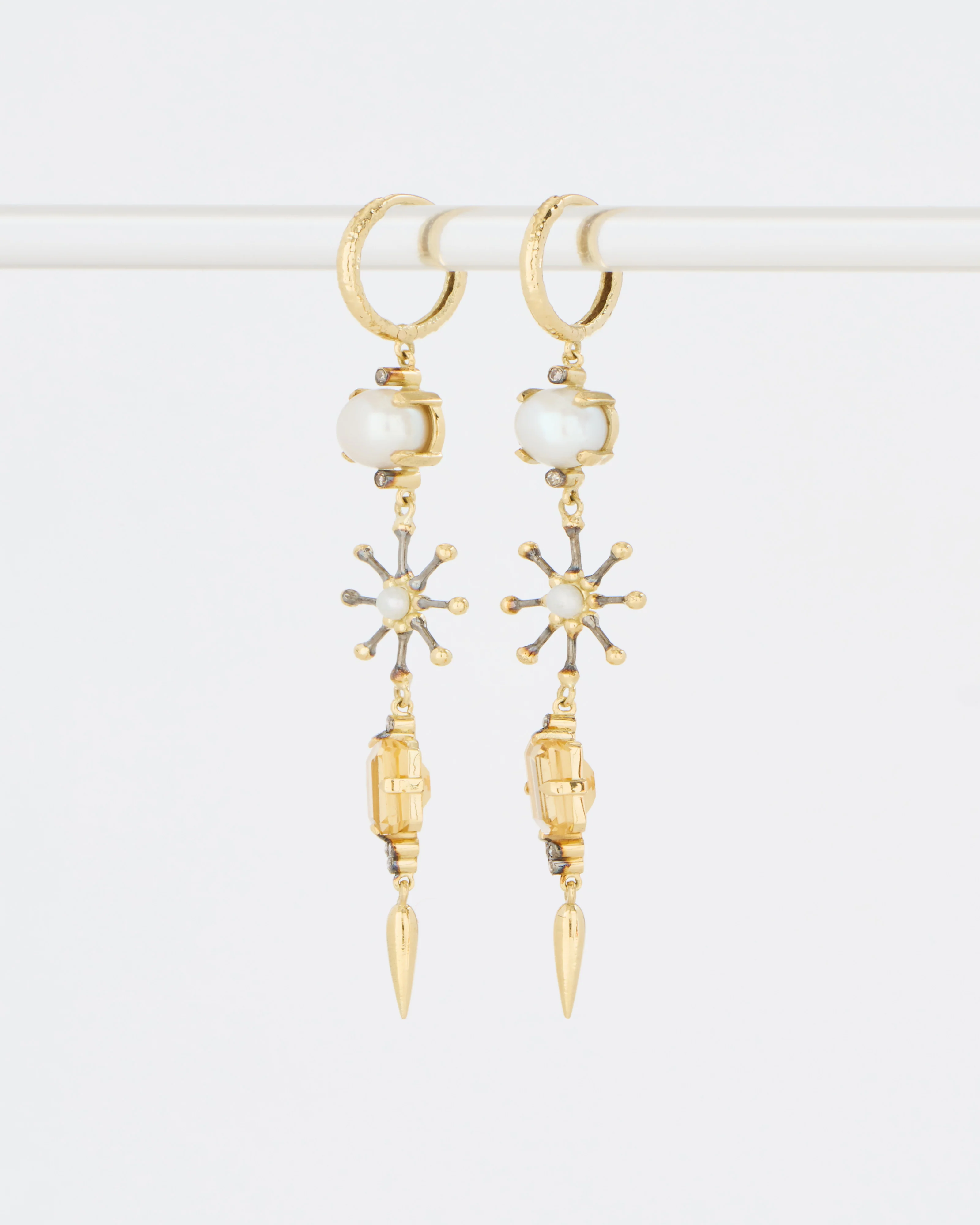 pearl and citrine drop earrings - Image 4