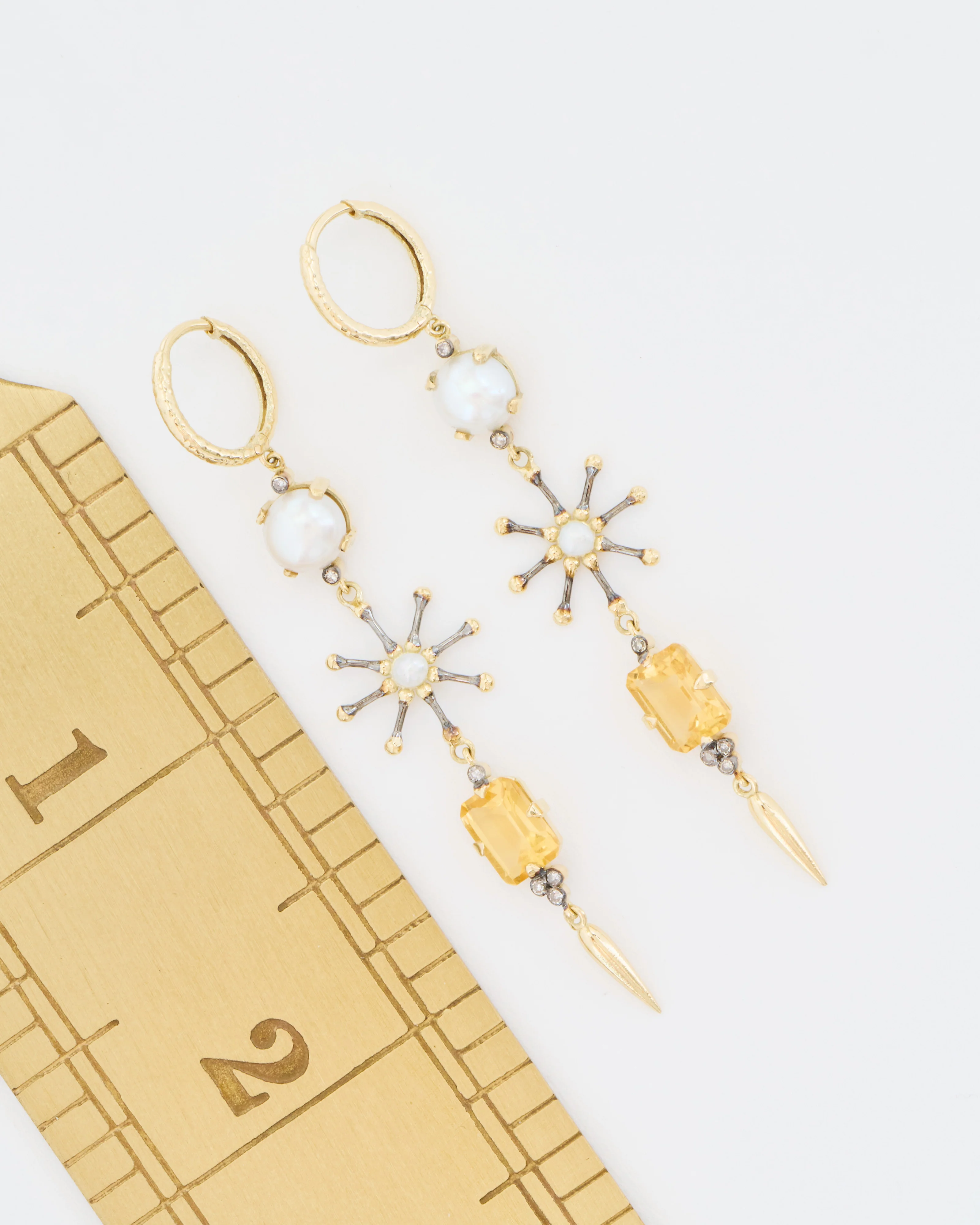 pearl and citrine drop earrings - Image 8