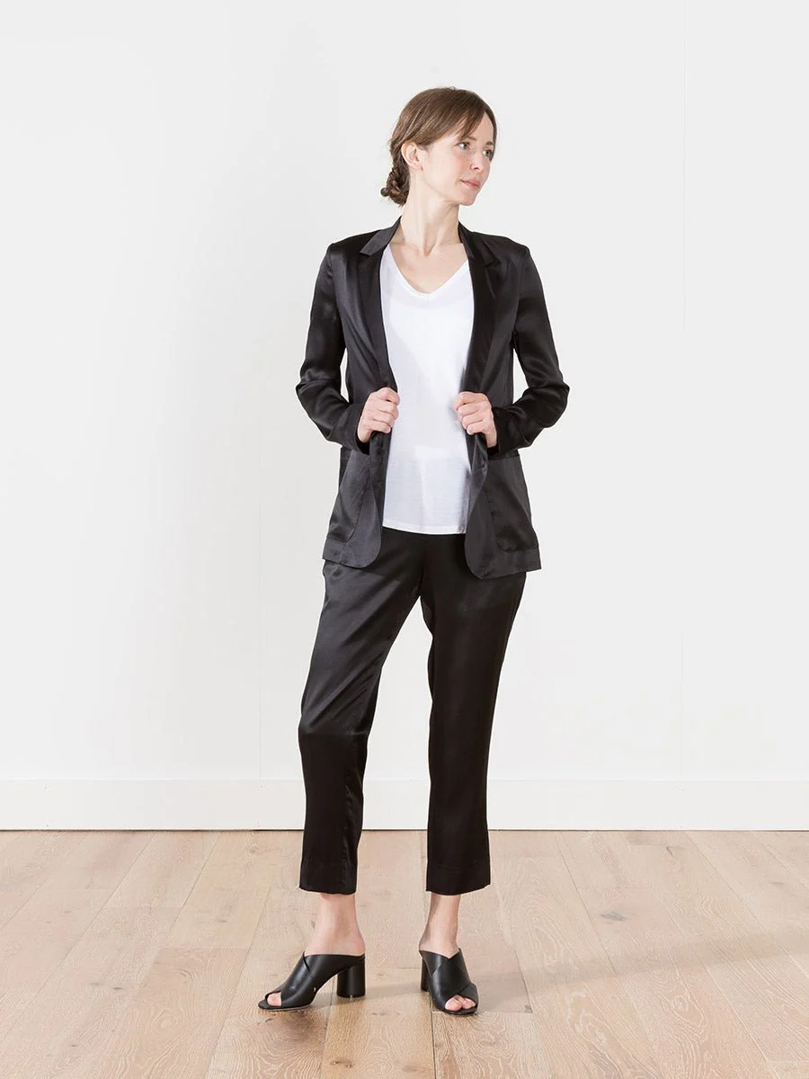 silk blazer black