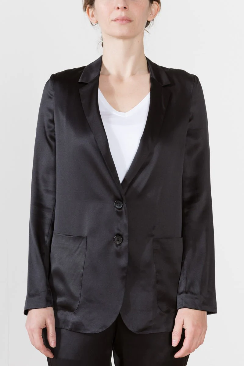 silk blazer black - Image 2