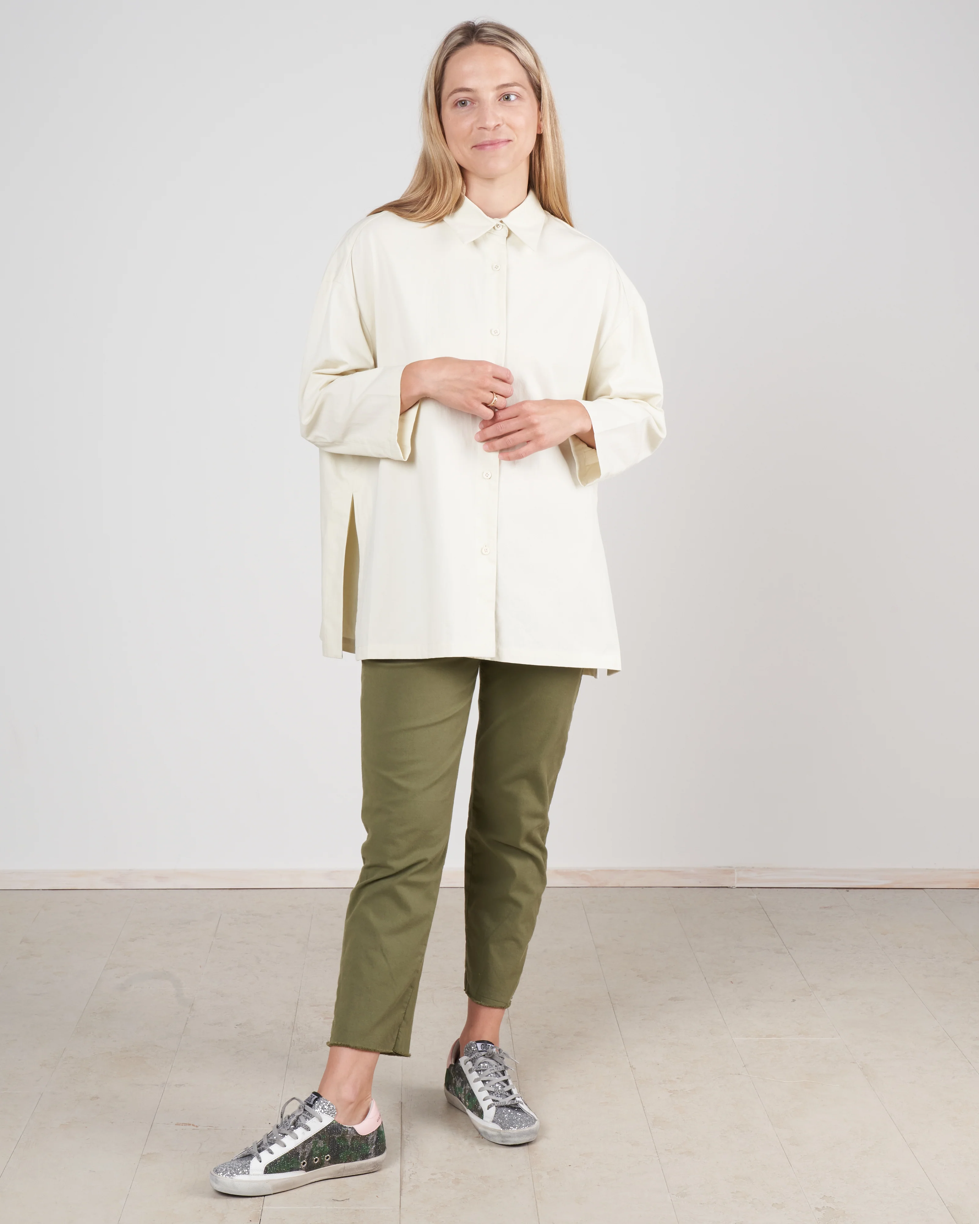 3/4 button up - bone white - Image 2