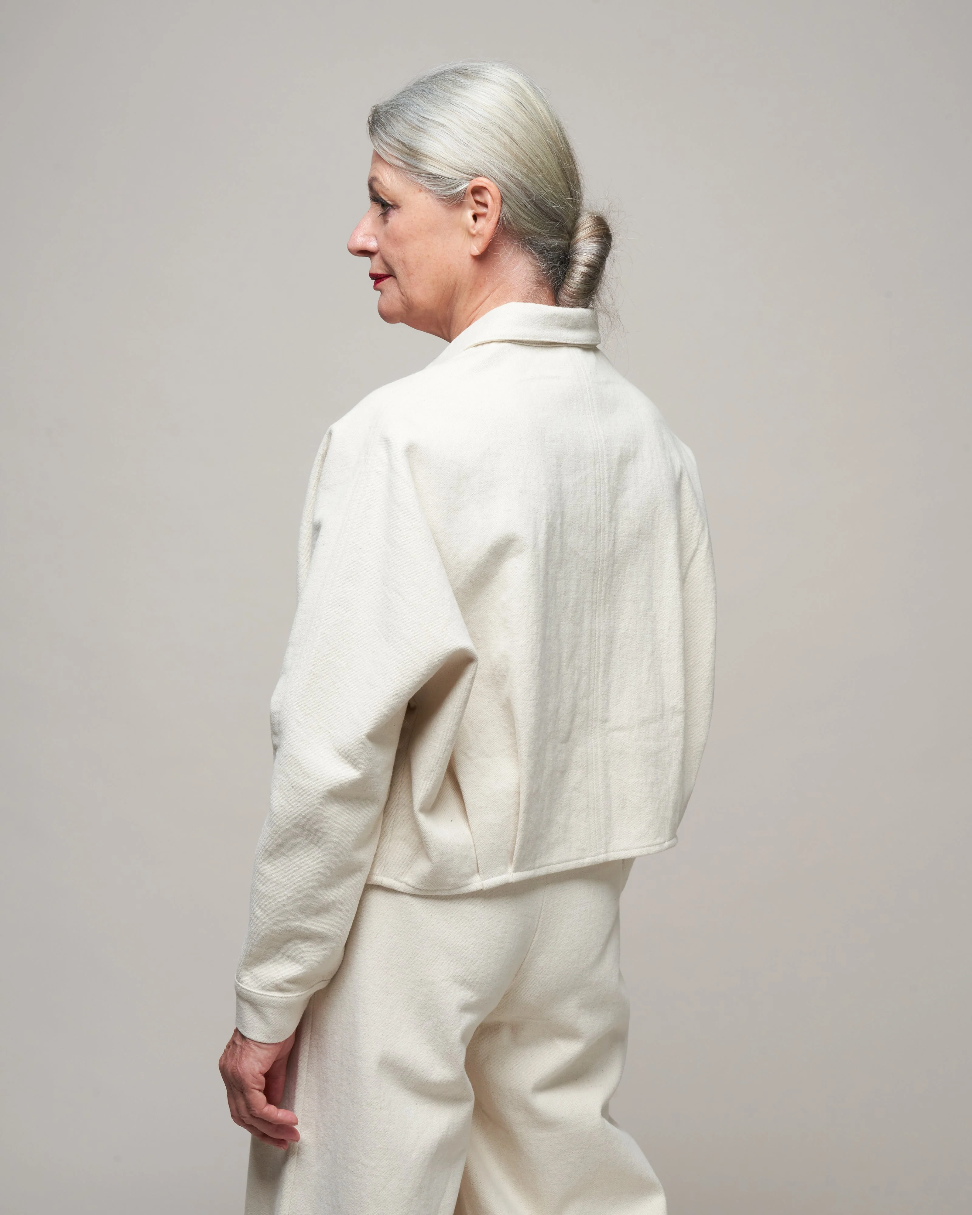3/4 cropped shirt jacket - bone - Image 4
