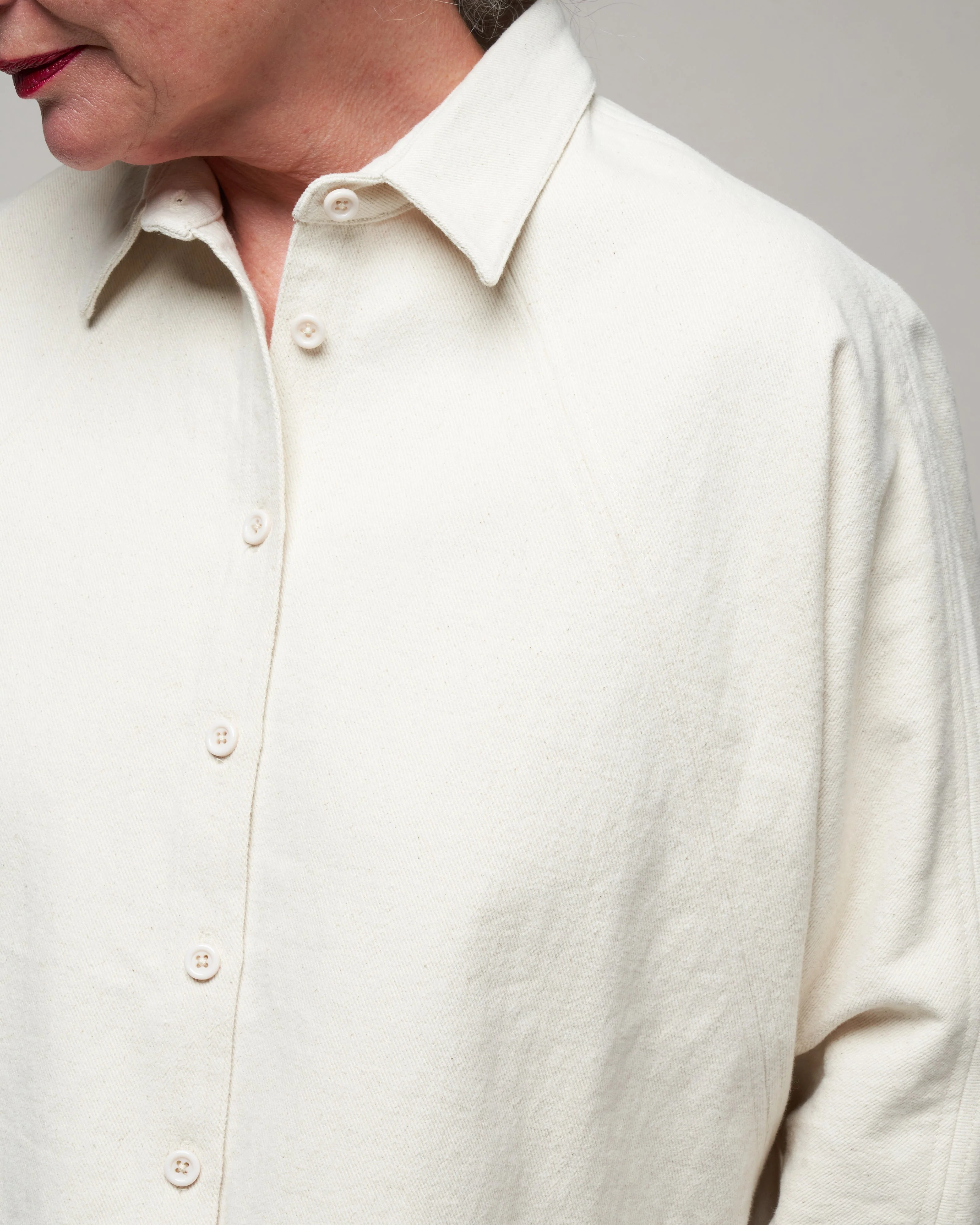 3/4 cropped shirt jacket - bone - Image 5