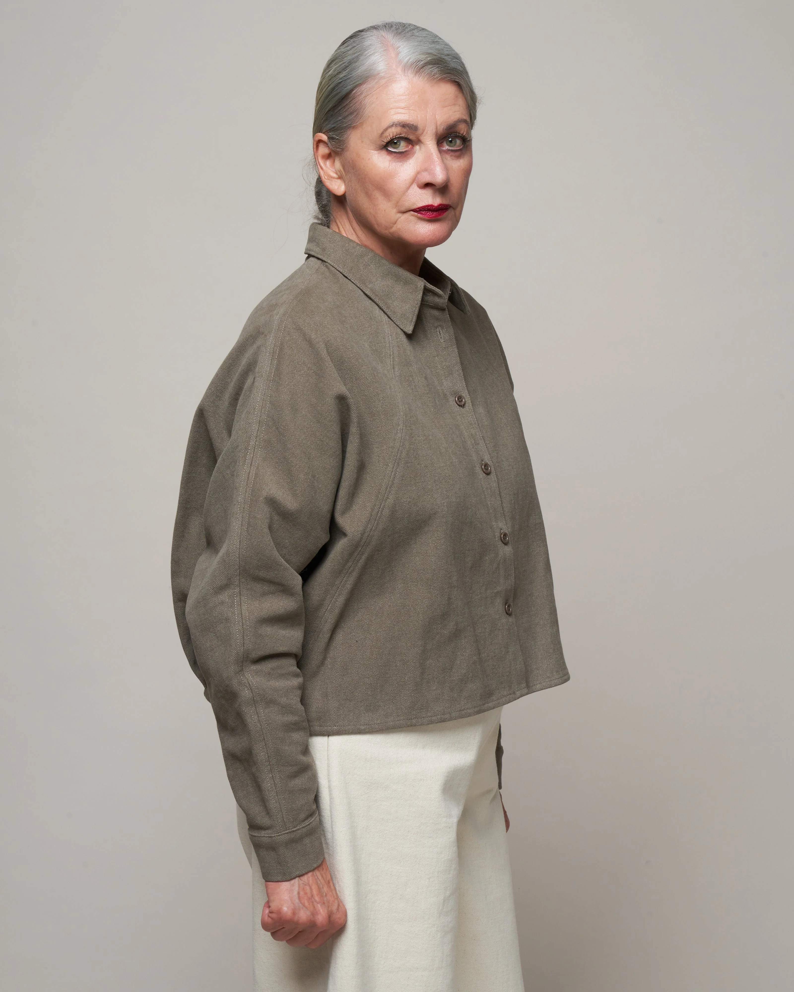 3/4 cropped shirt jacket - light umber - Image 3