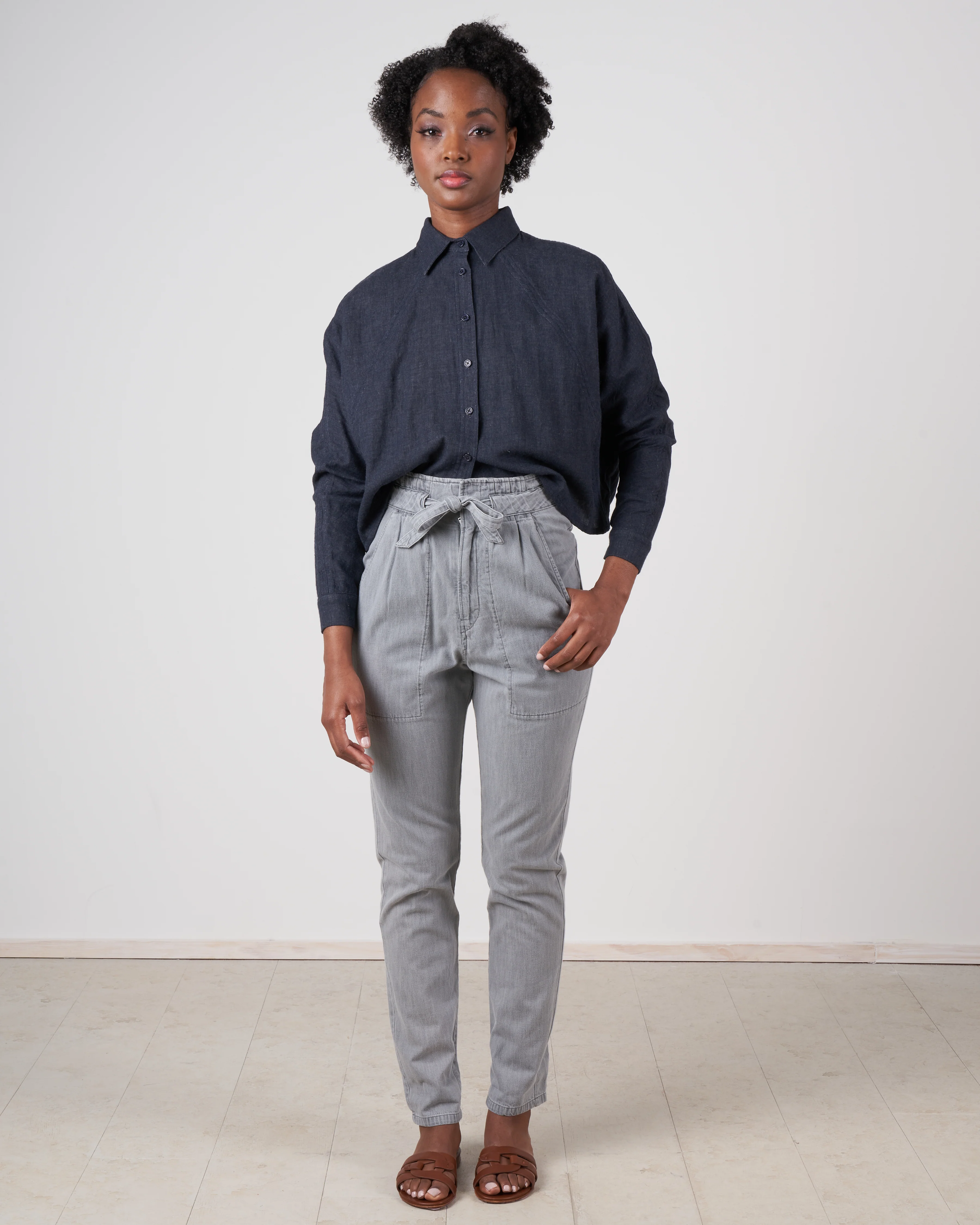 3/4 cropped shirt jacket - navy - Image 6