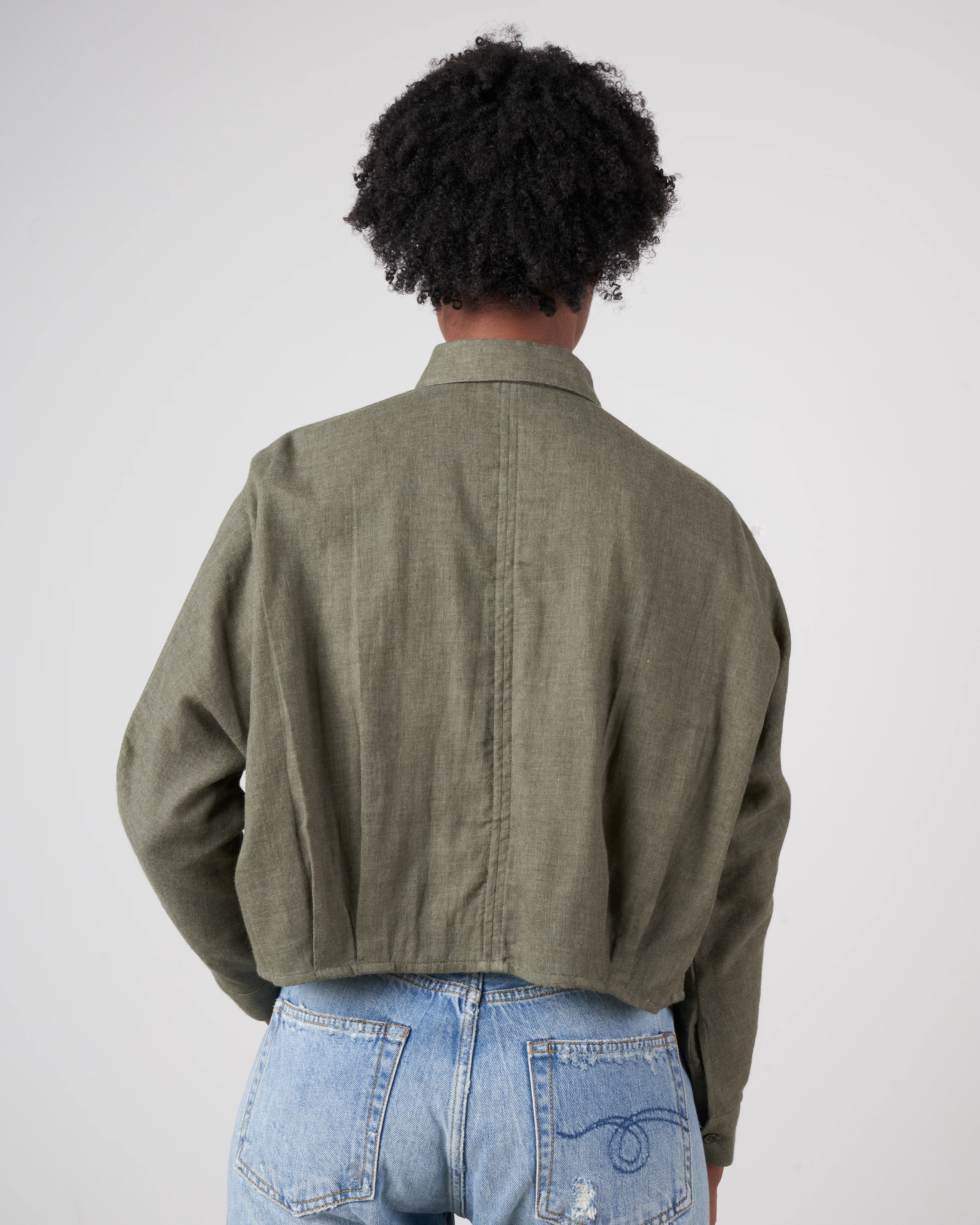 3/4 cropped shirt jacket - olive - Image 3