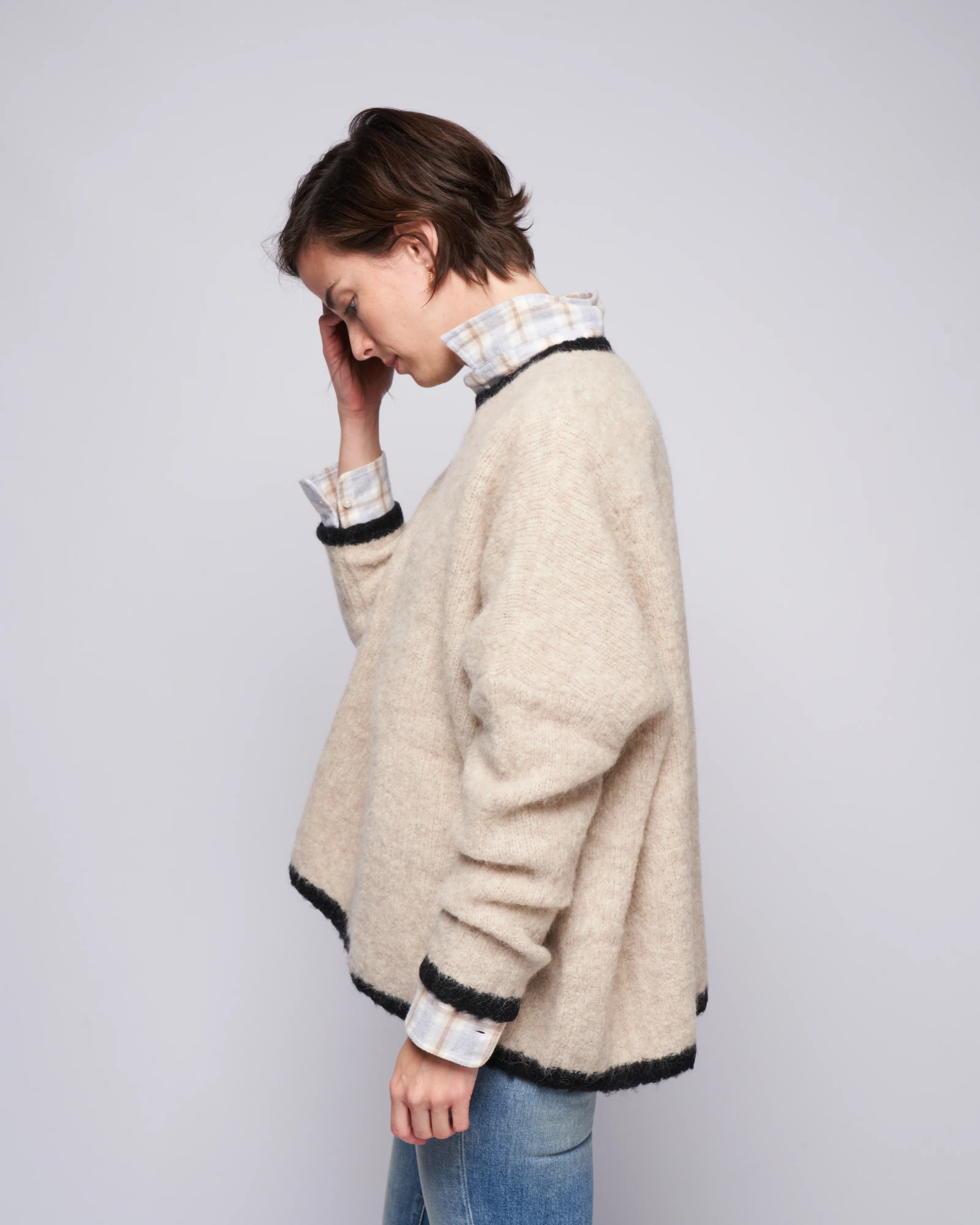 airy trimmed pullover - heather dove - Image 2