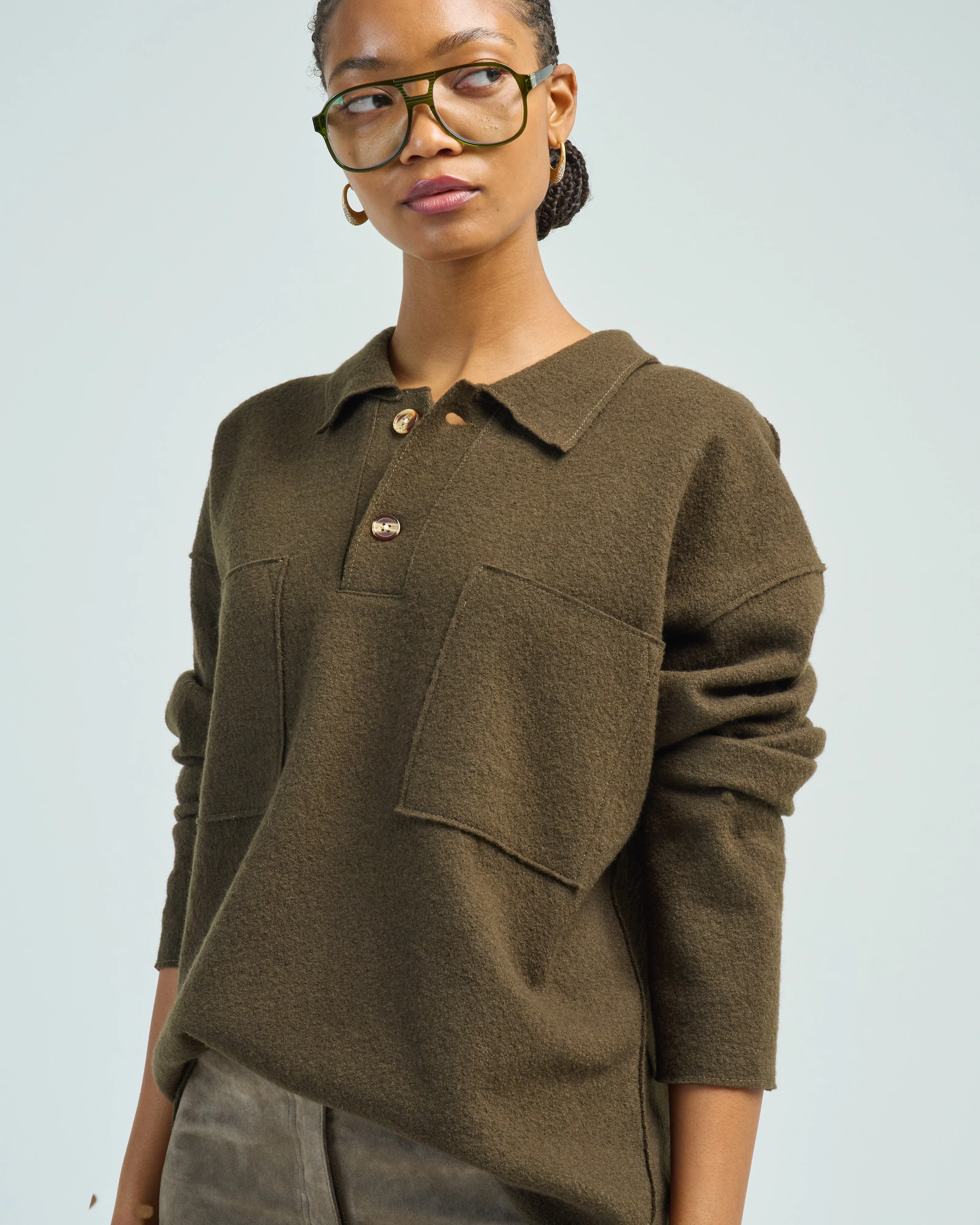 boiled wool pocket pullover - Image 5