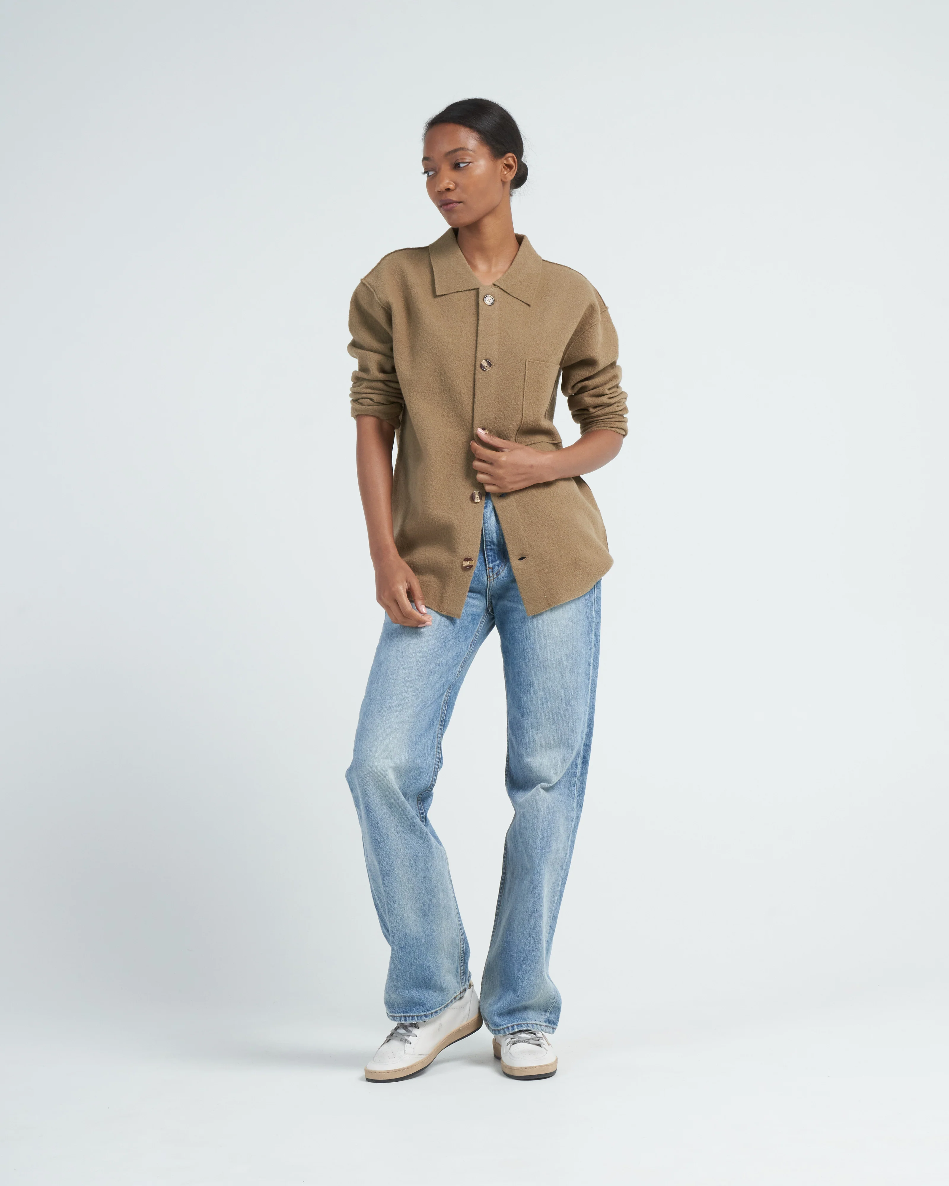 boiled wool shirt - kelp - Image 2