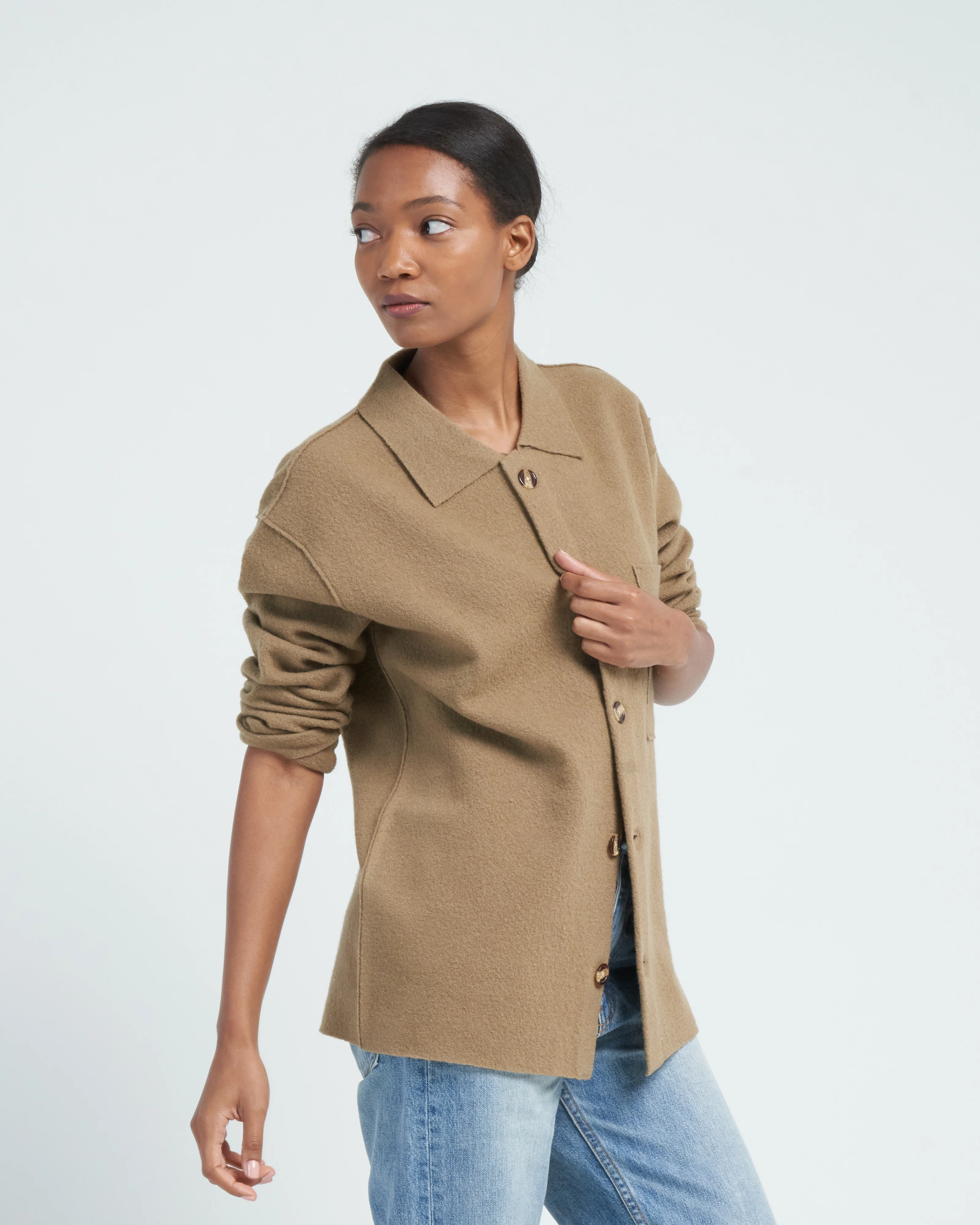 boiled wool shirt - kelp - Image 3