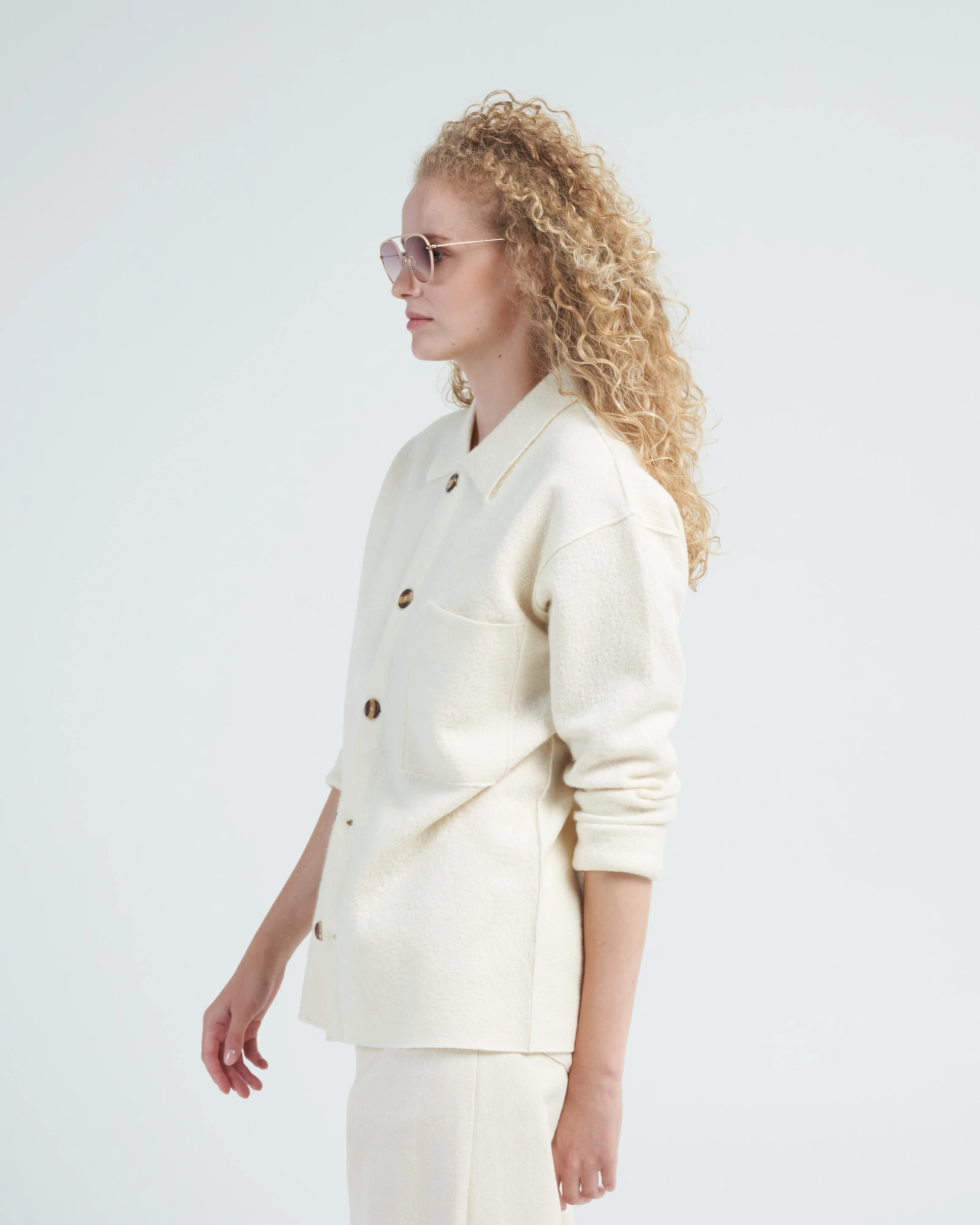 boiled wool shirt - off white - Image 3