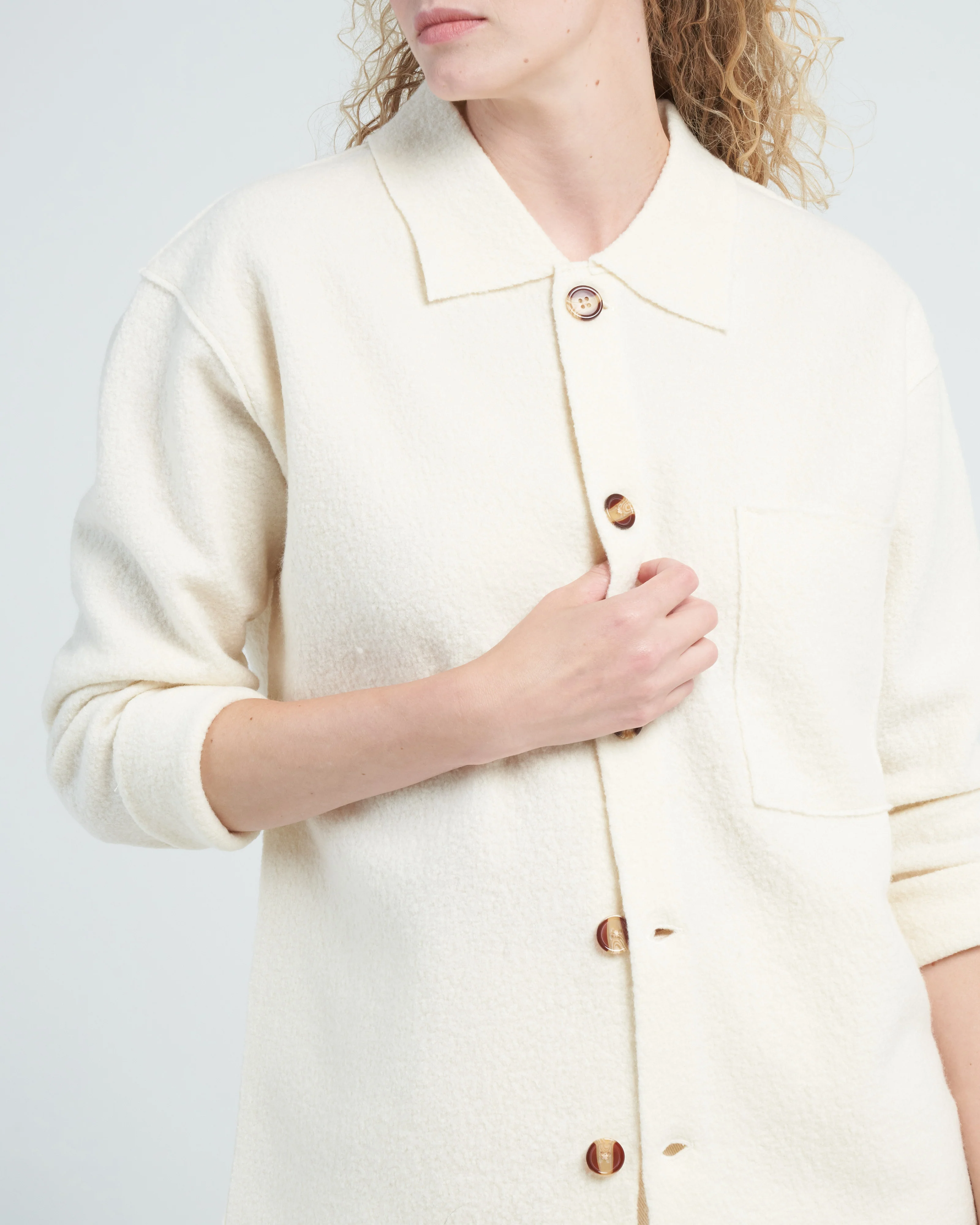 boiled wool shirt - off white - Image 5