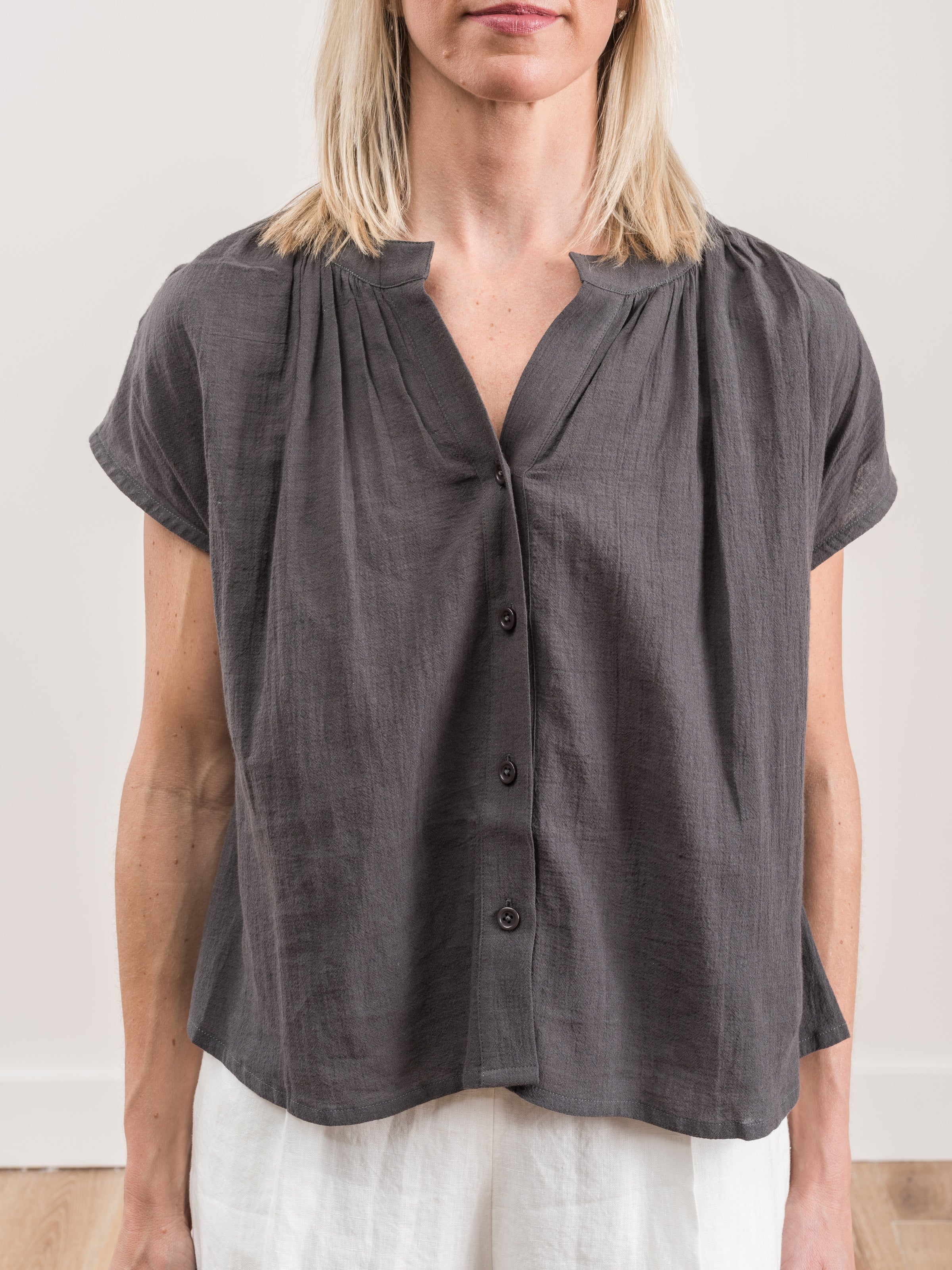 cap sleeve top - gray - Image 2