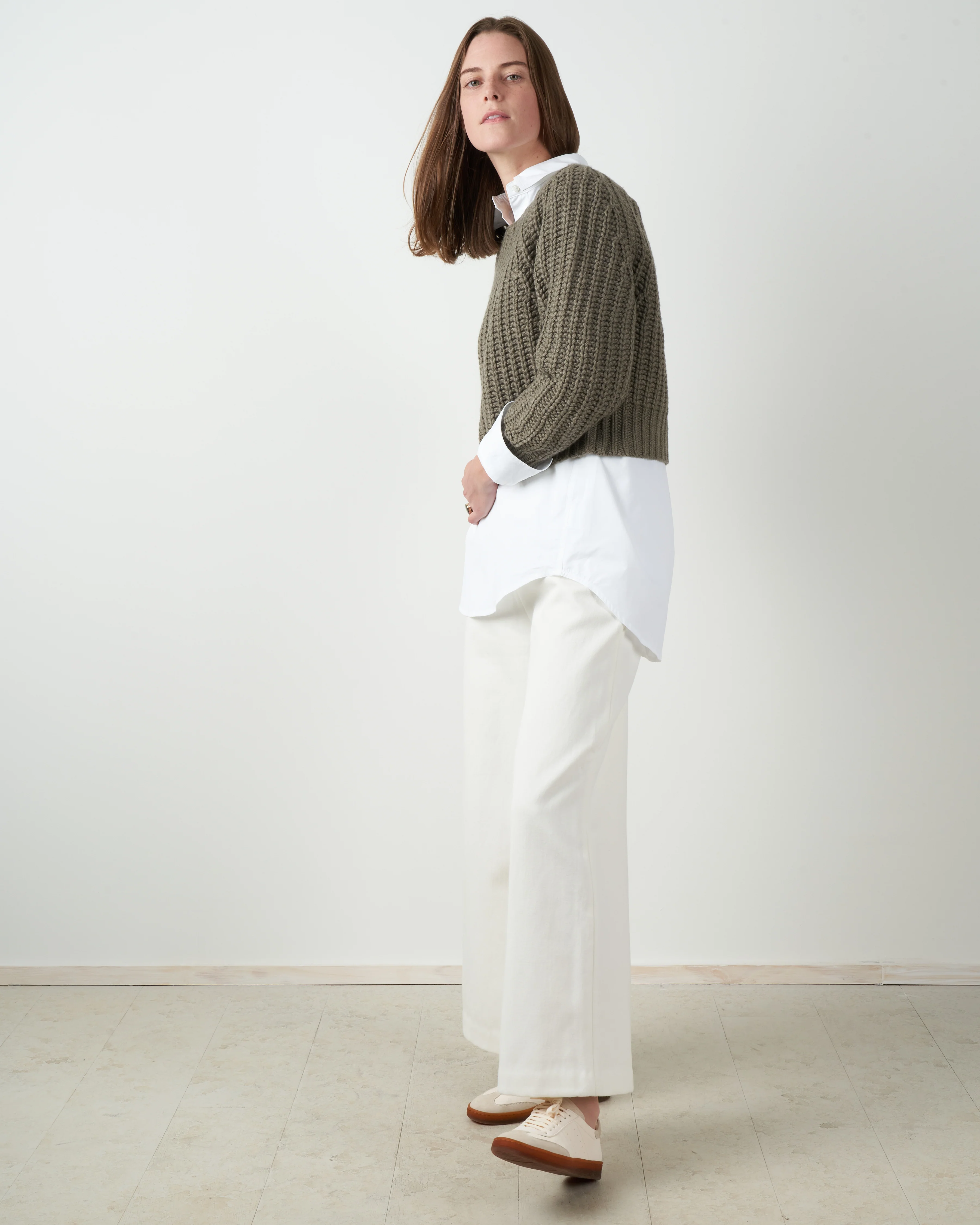 chunky cropped sweater - grey - Image 3