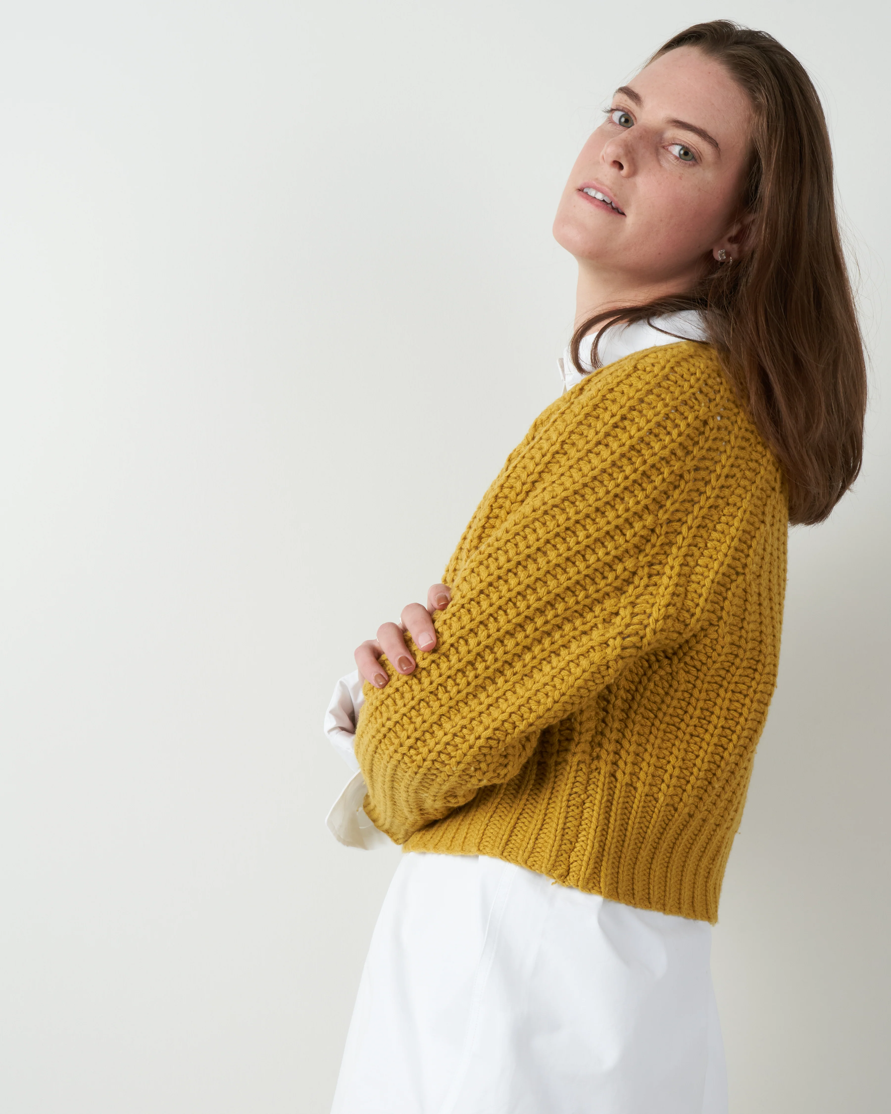 chunky cropped sweater - mustard - Image 3
