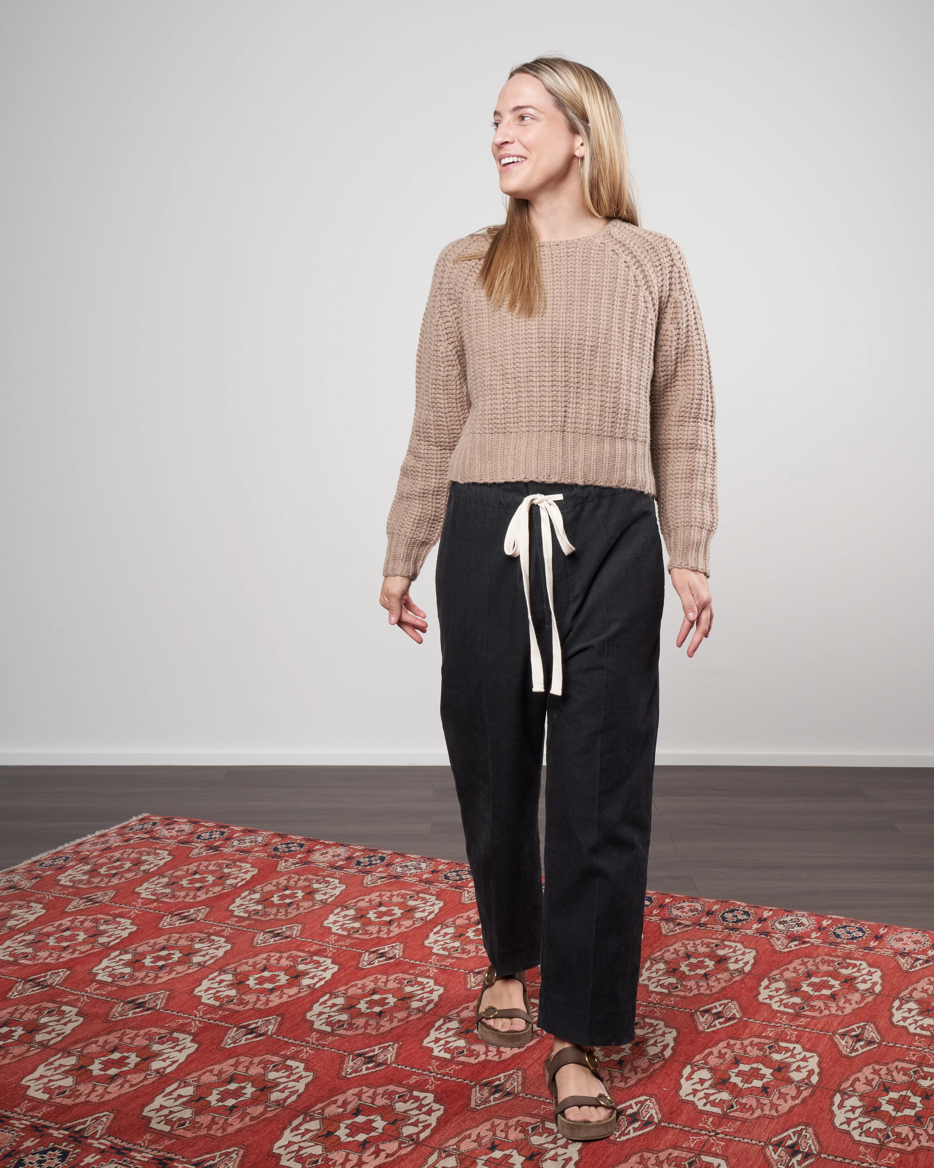 chunky cropped sweater - tan - Image 2
