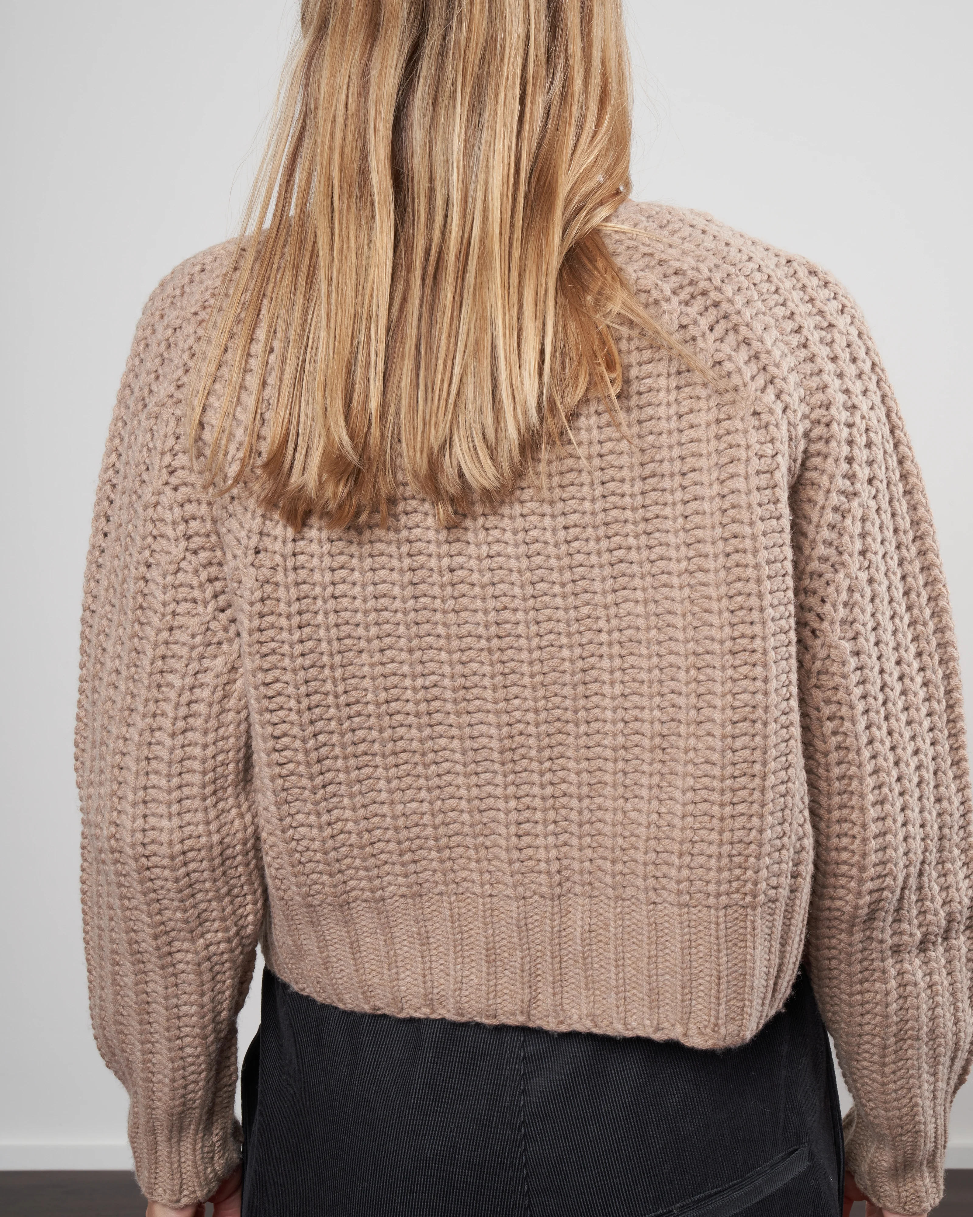 chunky cropped sweater - tan - Image 4