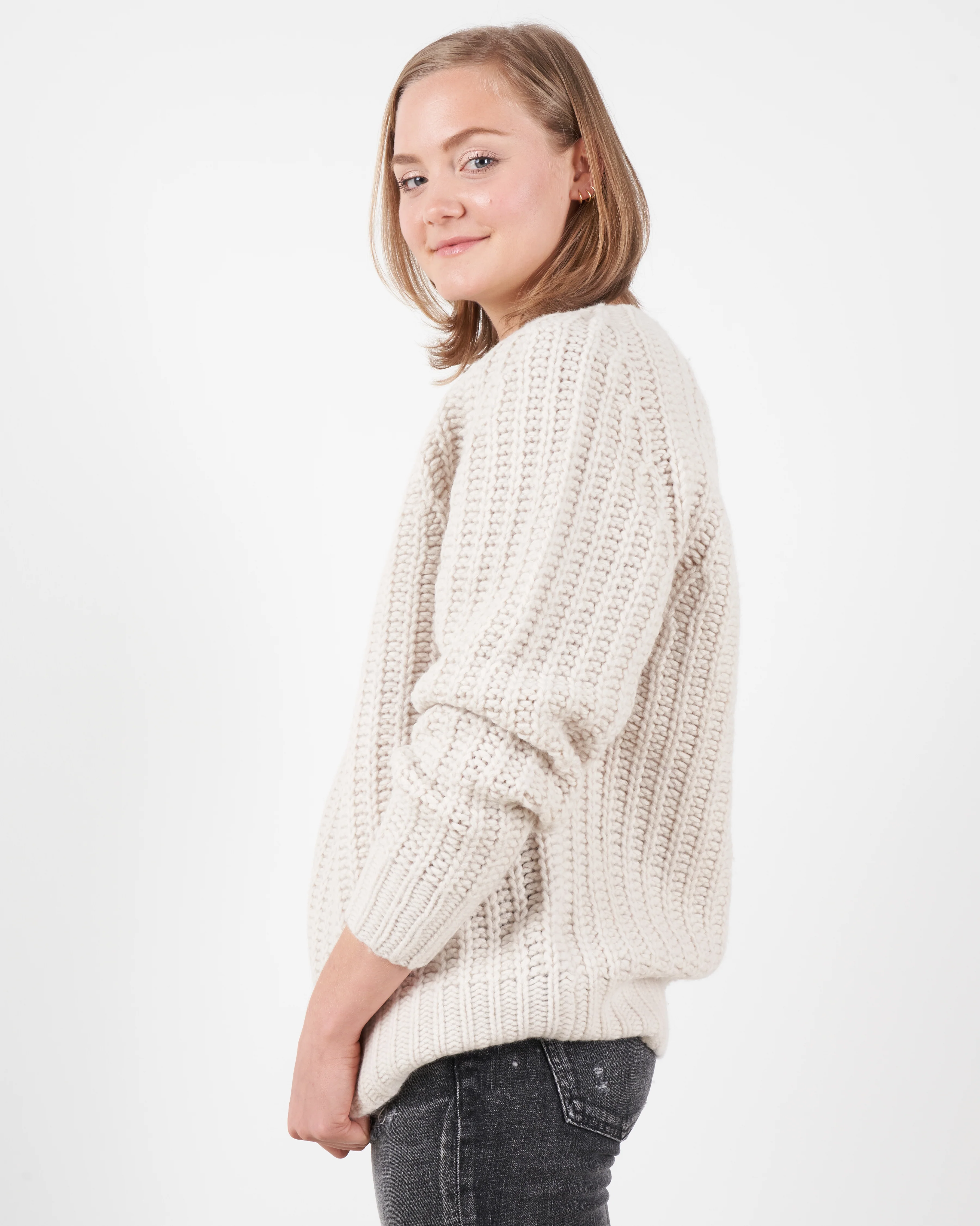 chunky fisherman sweater - bone - Image 2