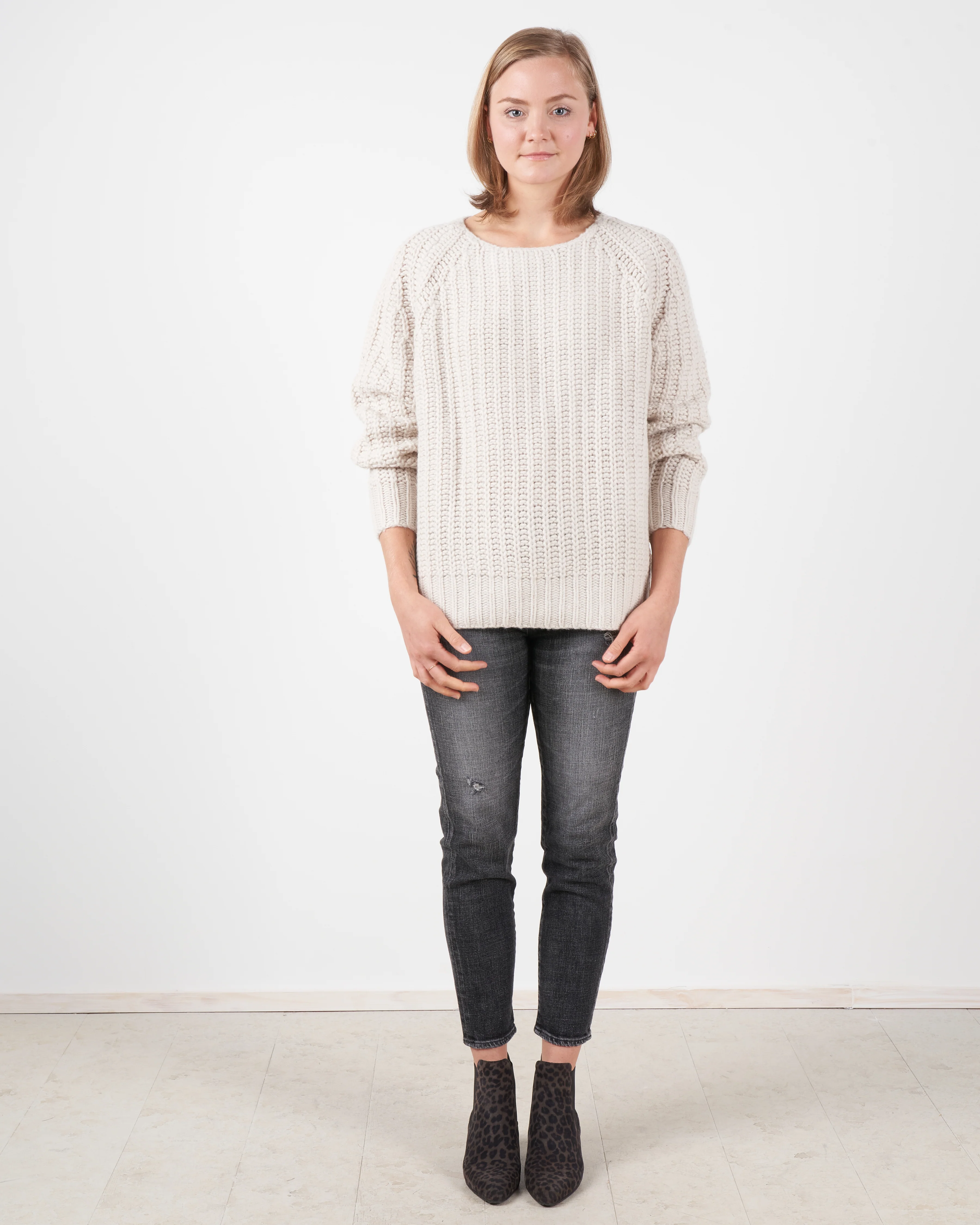 chunky fisherman sweater - bone - Image 4