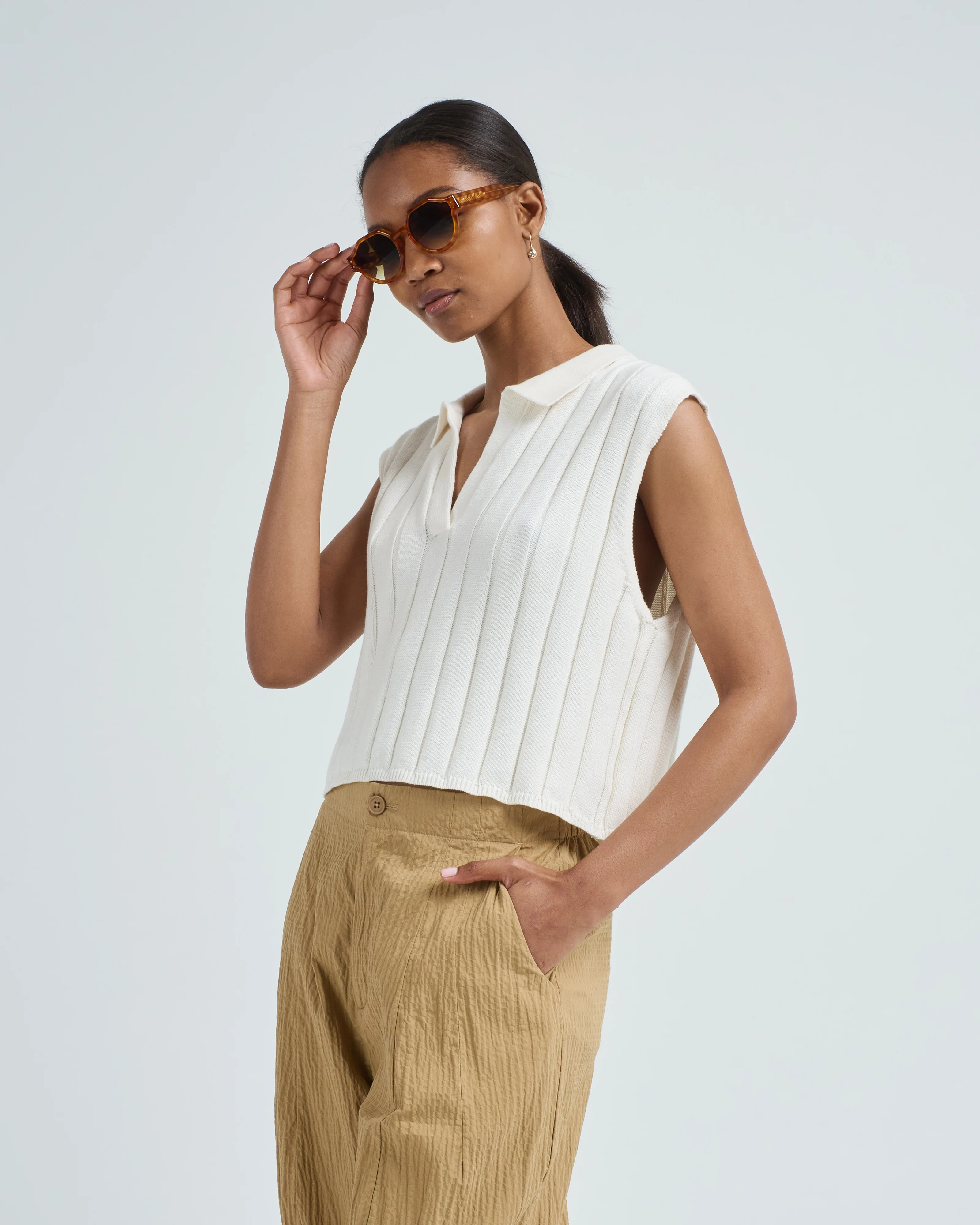 collared ribbed vest