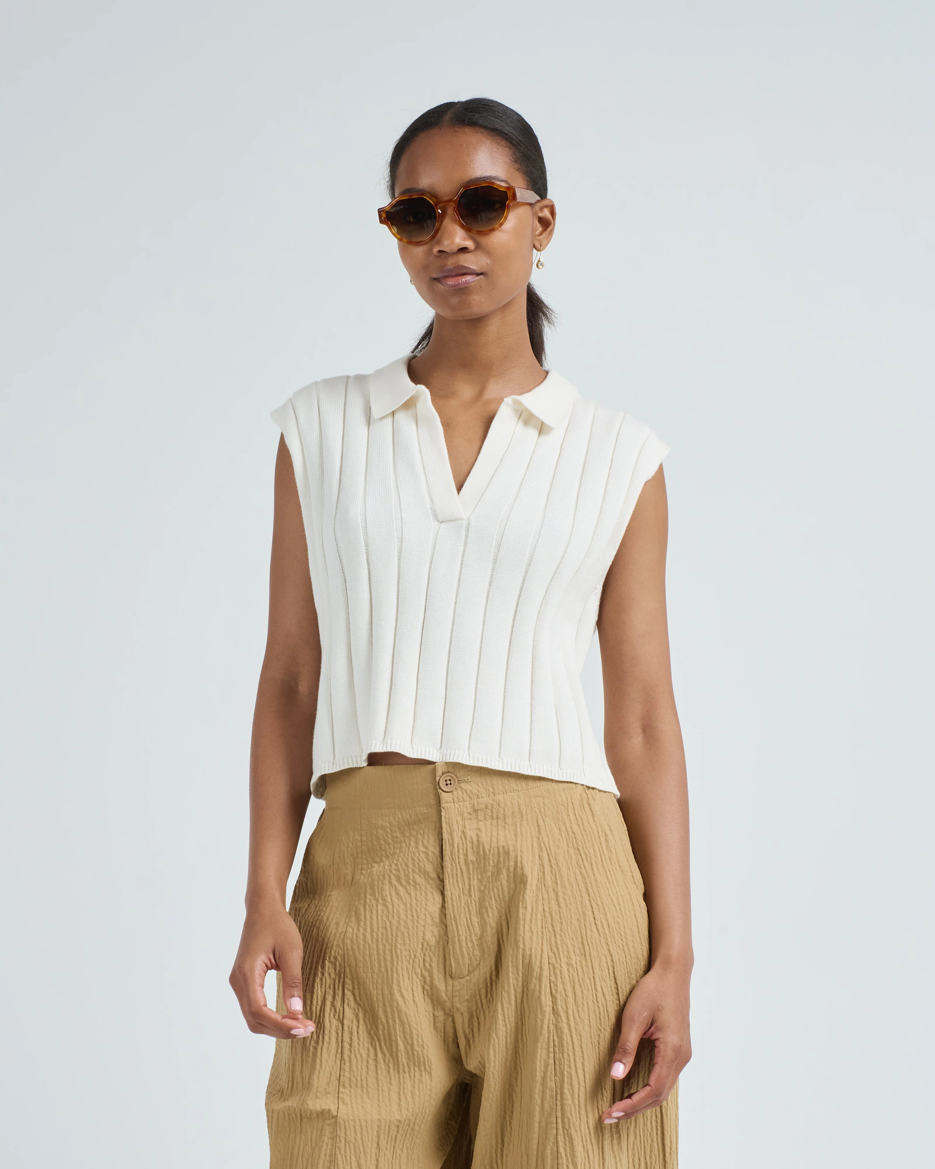 collared ribbed vest - Image 3