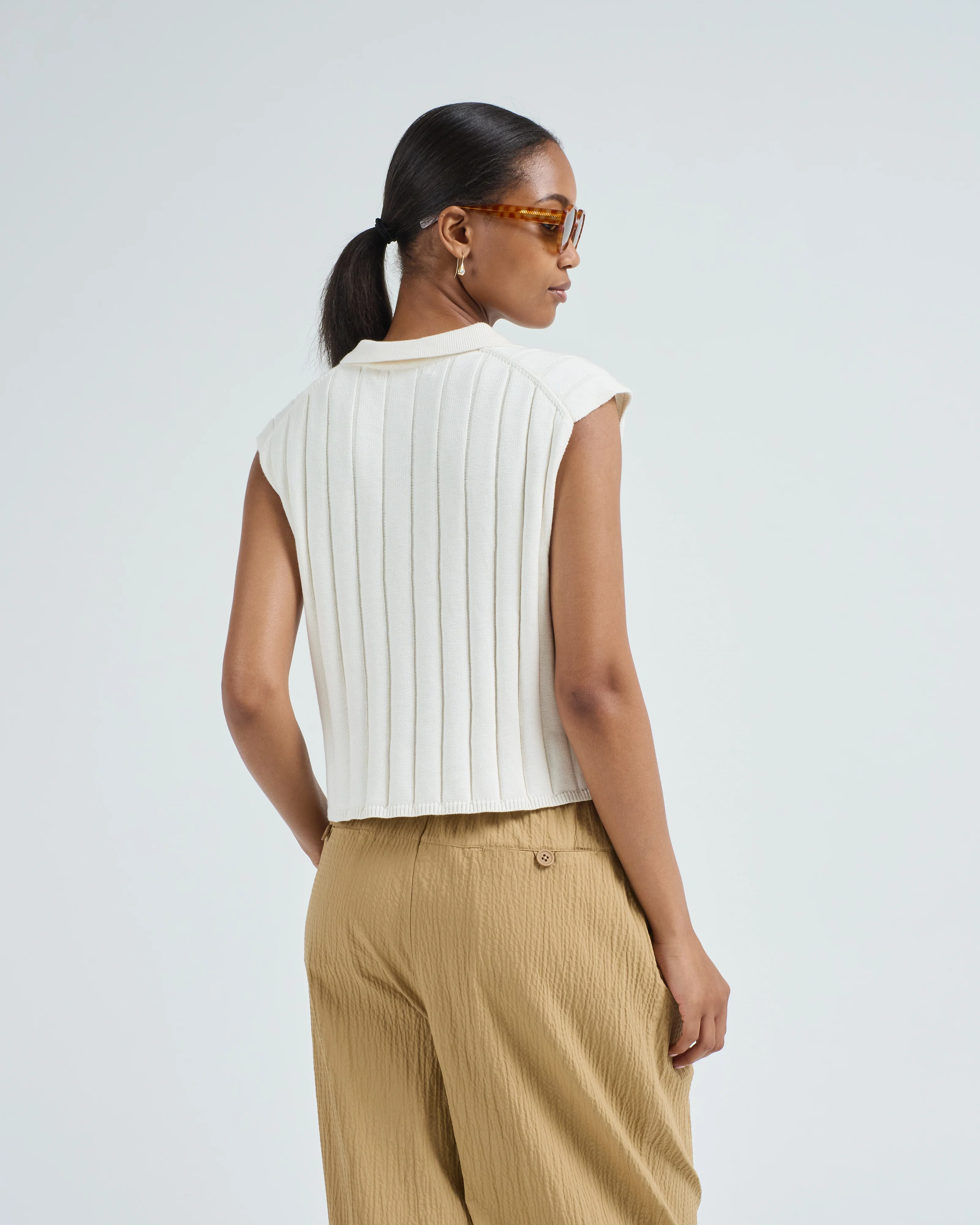 collared ribbed vest - Image 4