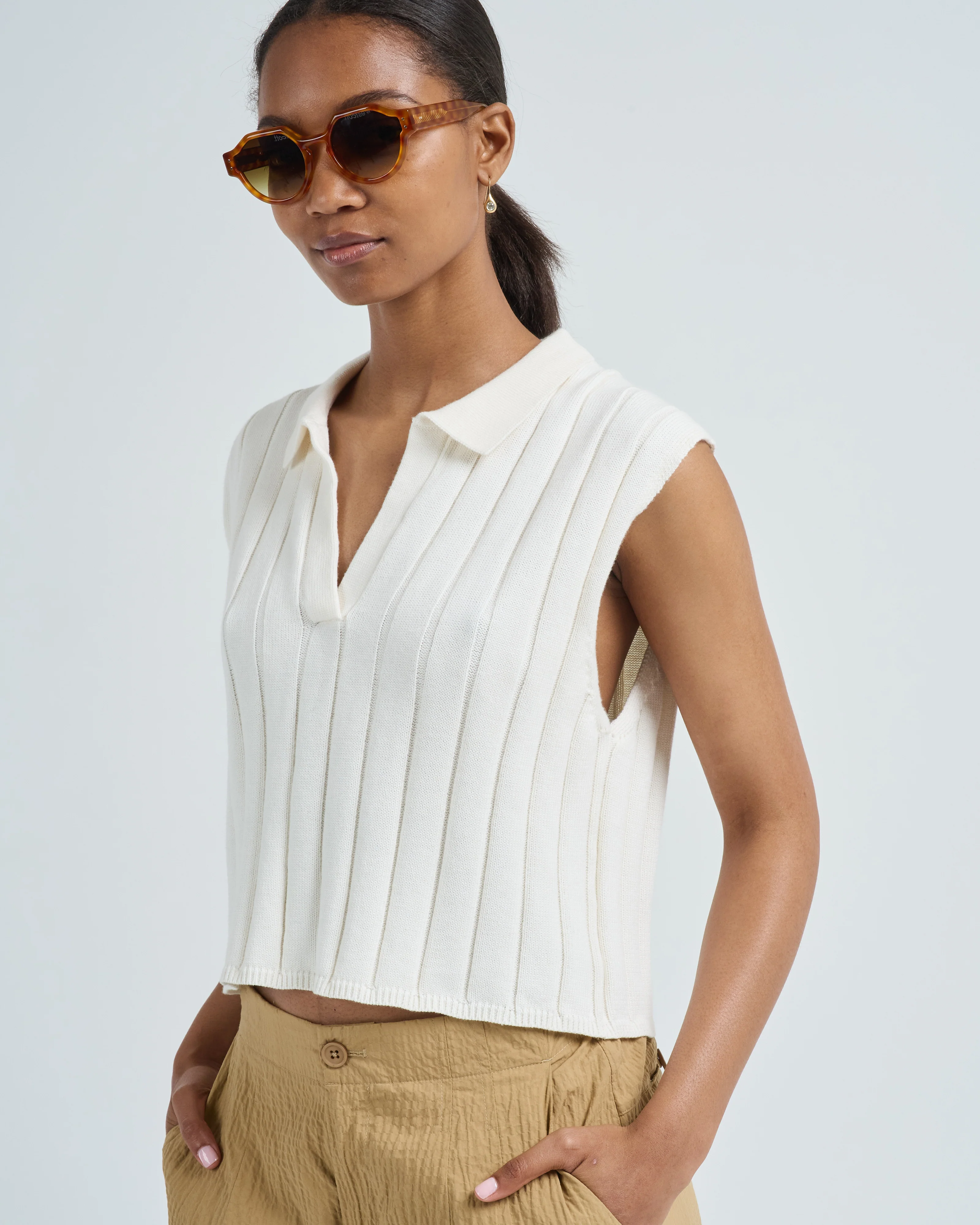 collared ribbed vest - Image 5