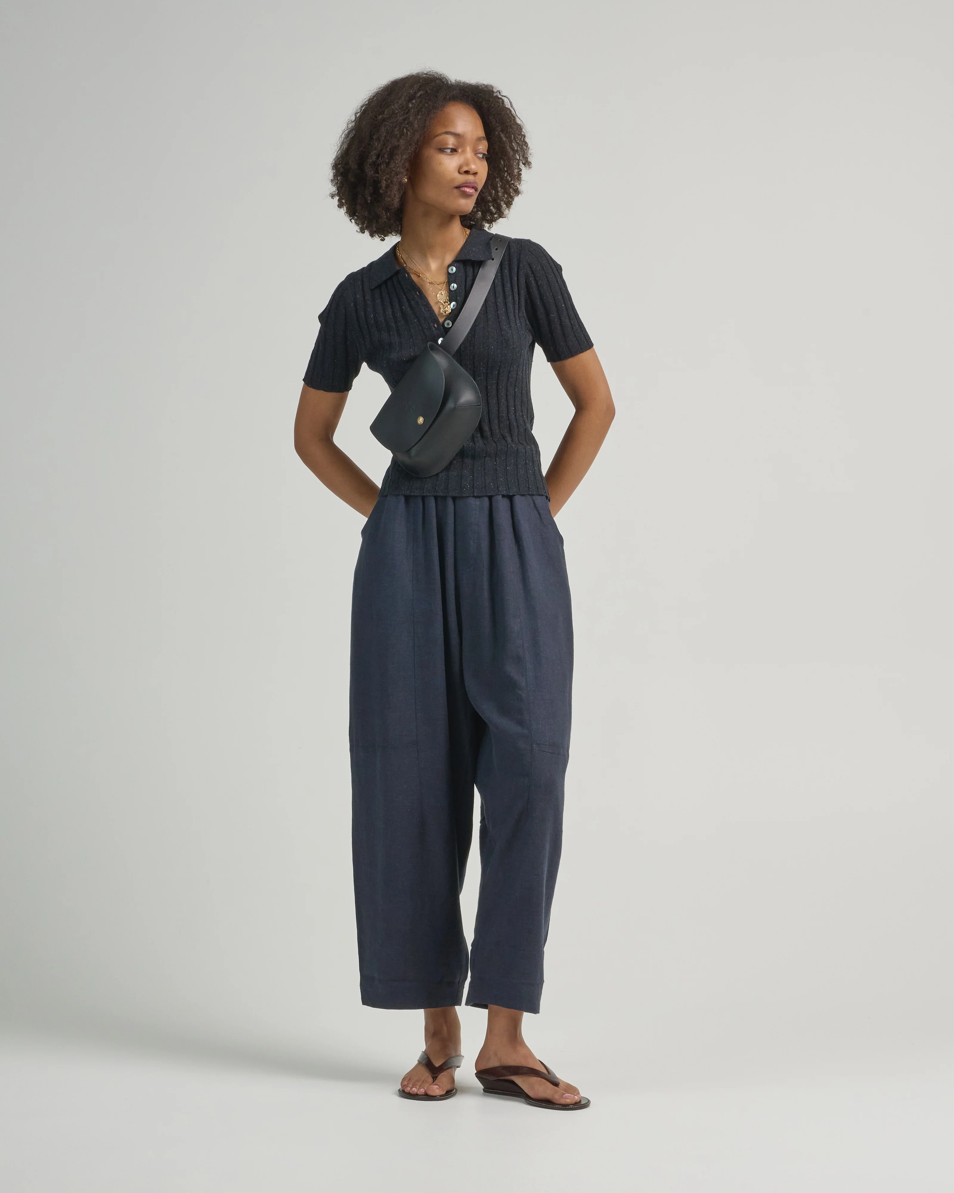 collared short sleeve sweater top - Image 5