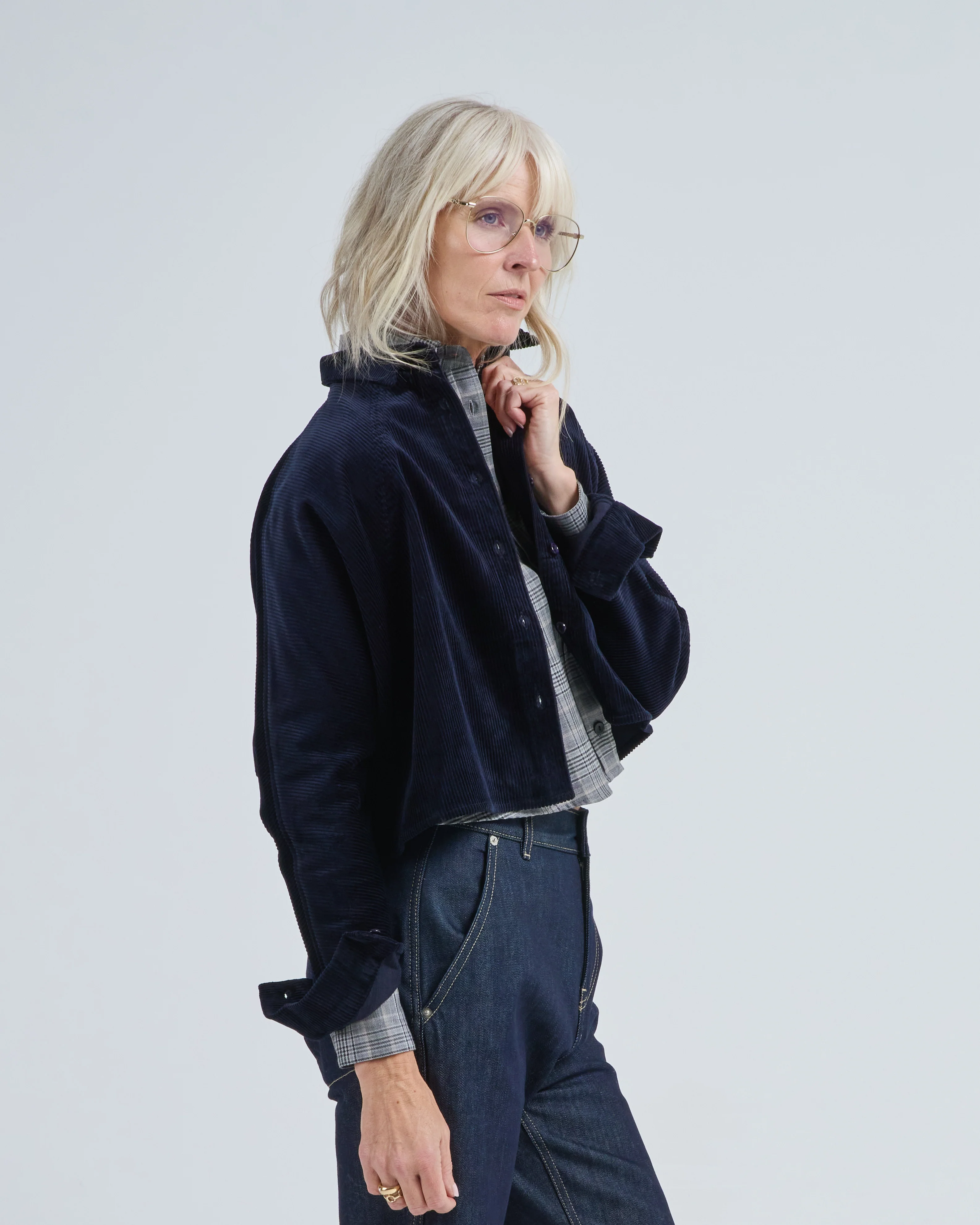 corduroy 3/4 cropped shirt jacket - Image 3