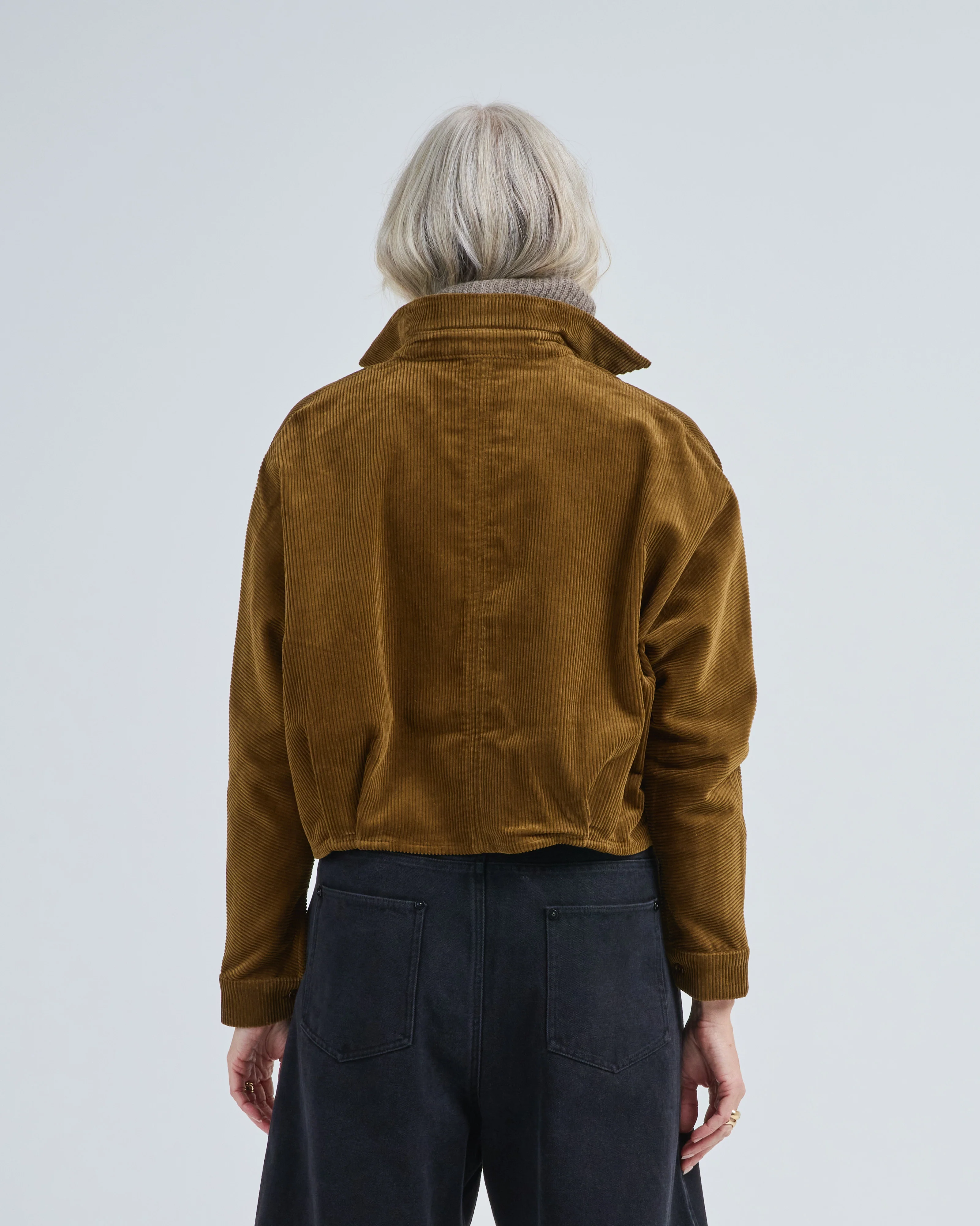 corduroy 3/4 cropped shirt jacket - Image 3