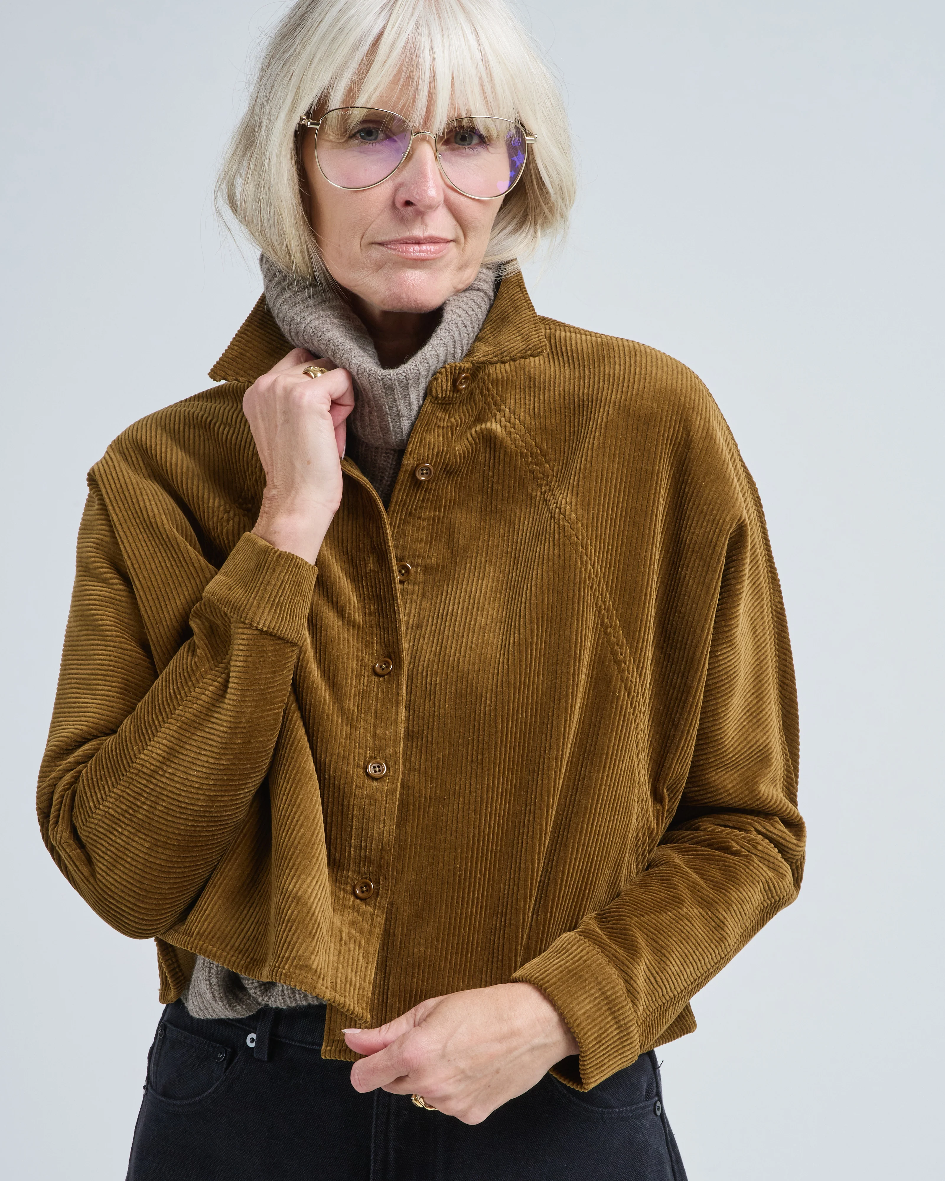 corduroy 3/4 cropped shirt jacket - Image 4