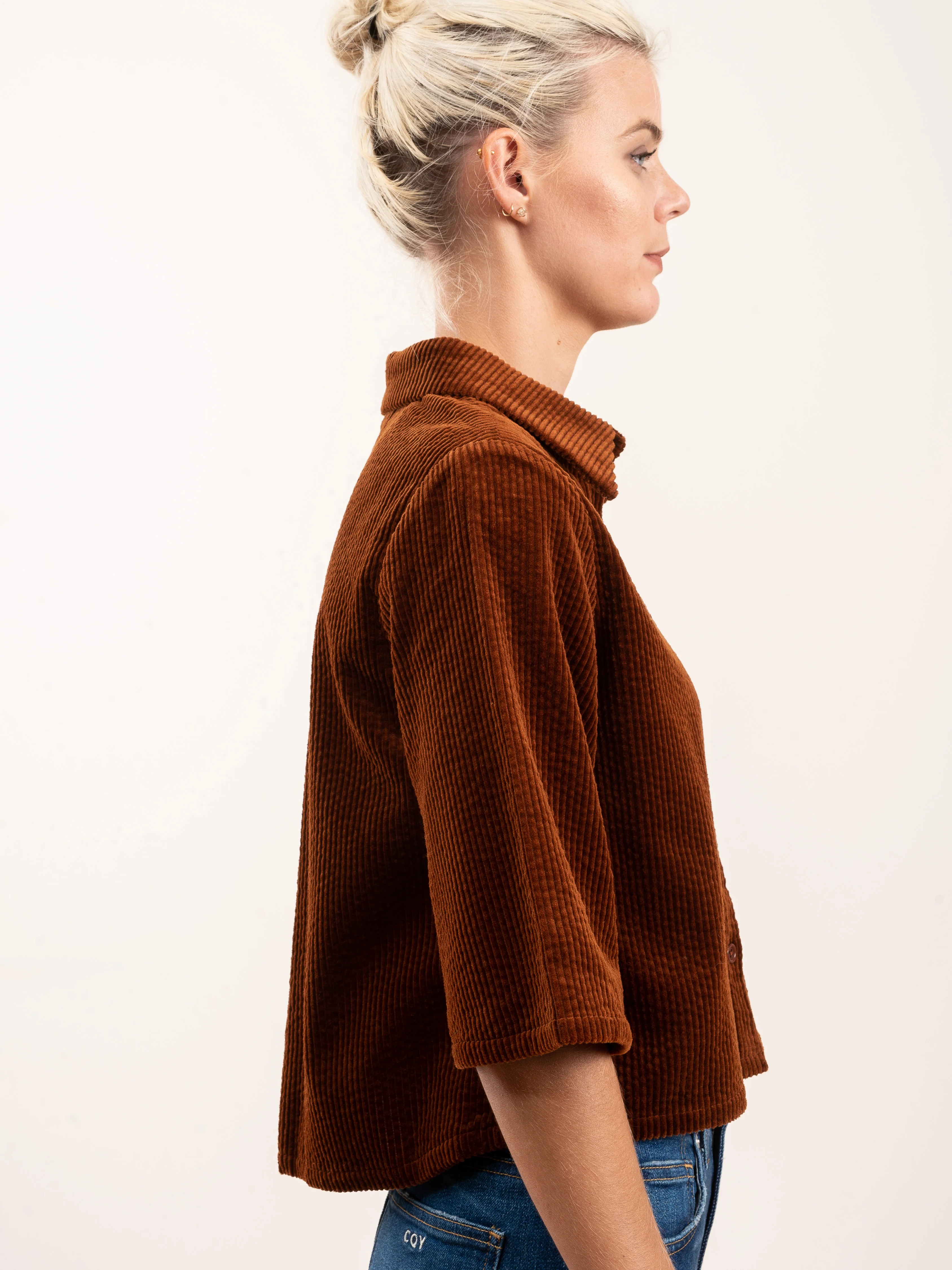 corduroy back pleat - rust - Image 4