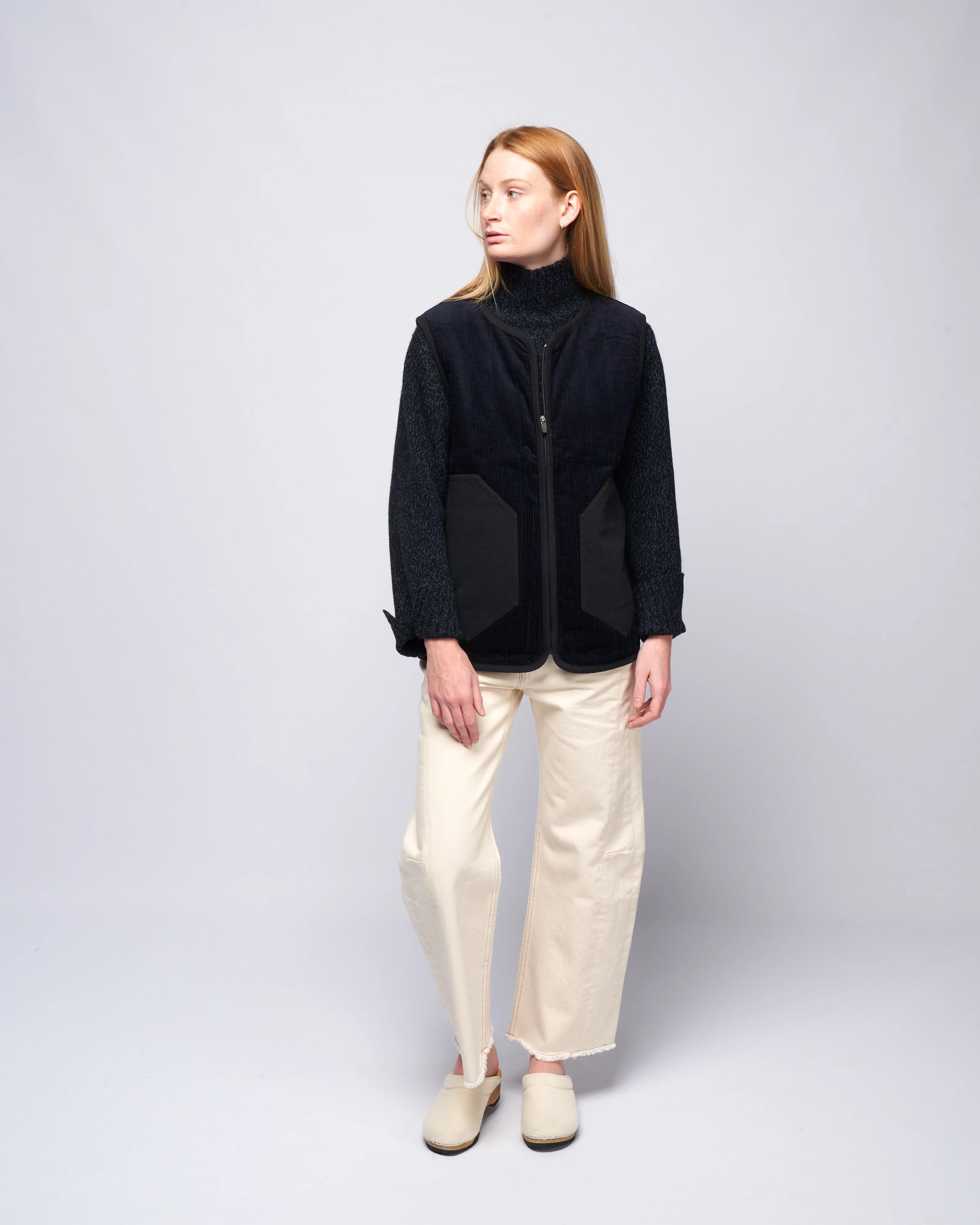 corduroy vest - navy black - Image 2