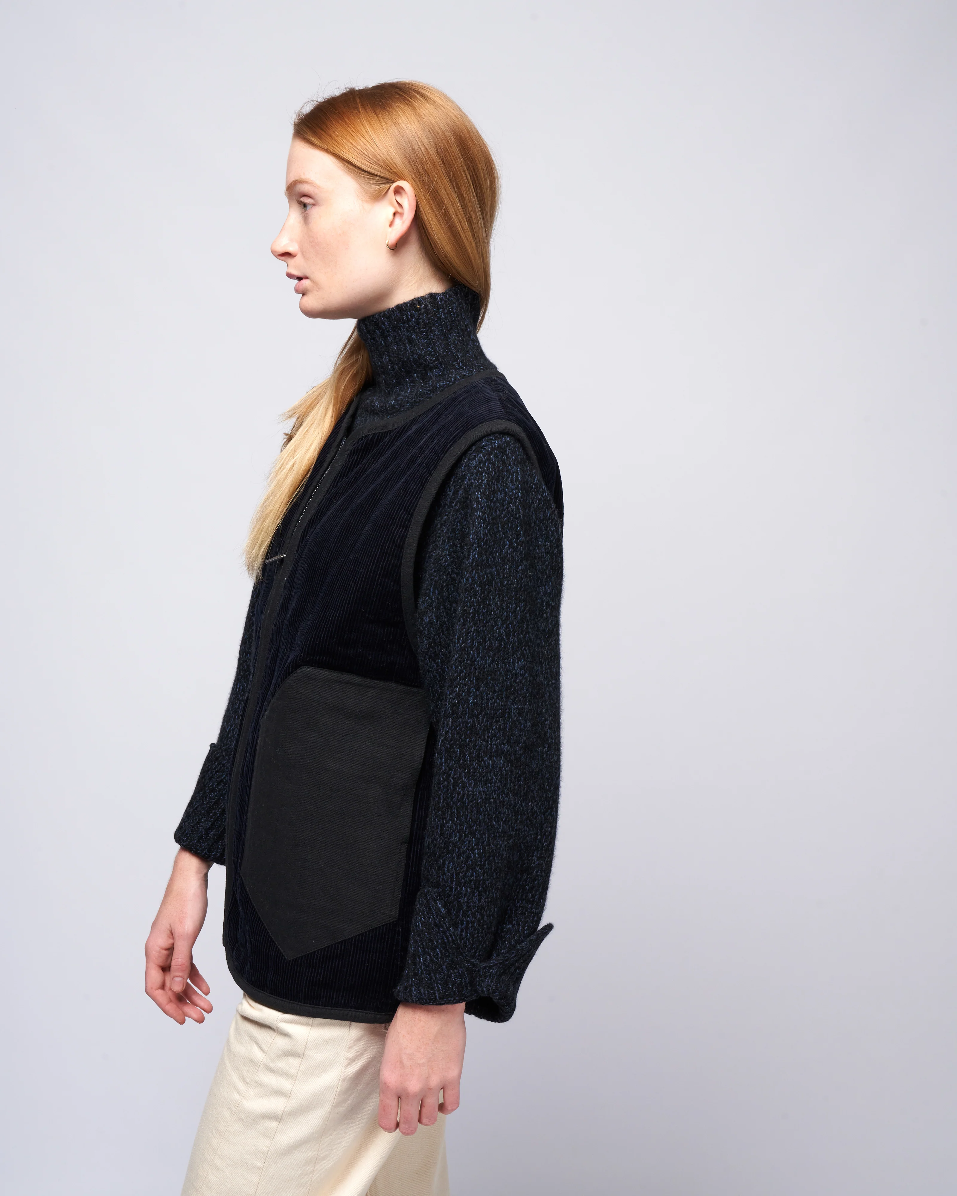 corduroy vest - navy black - Image 3