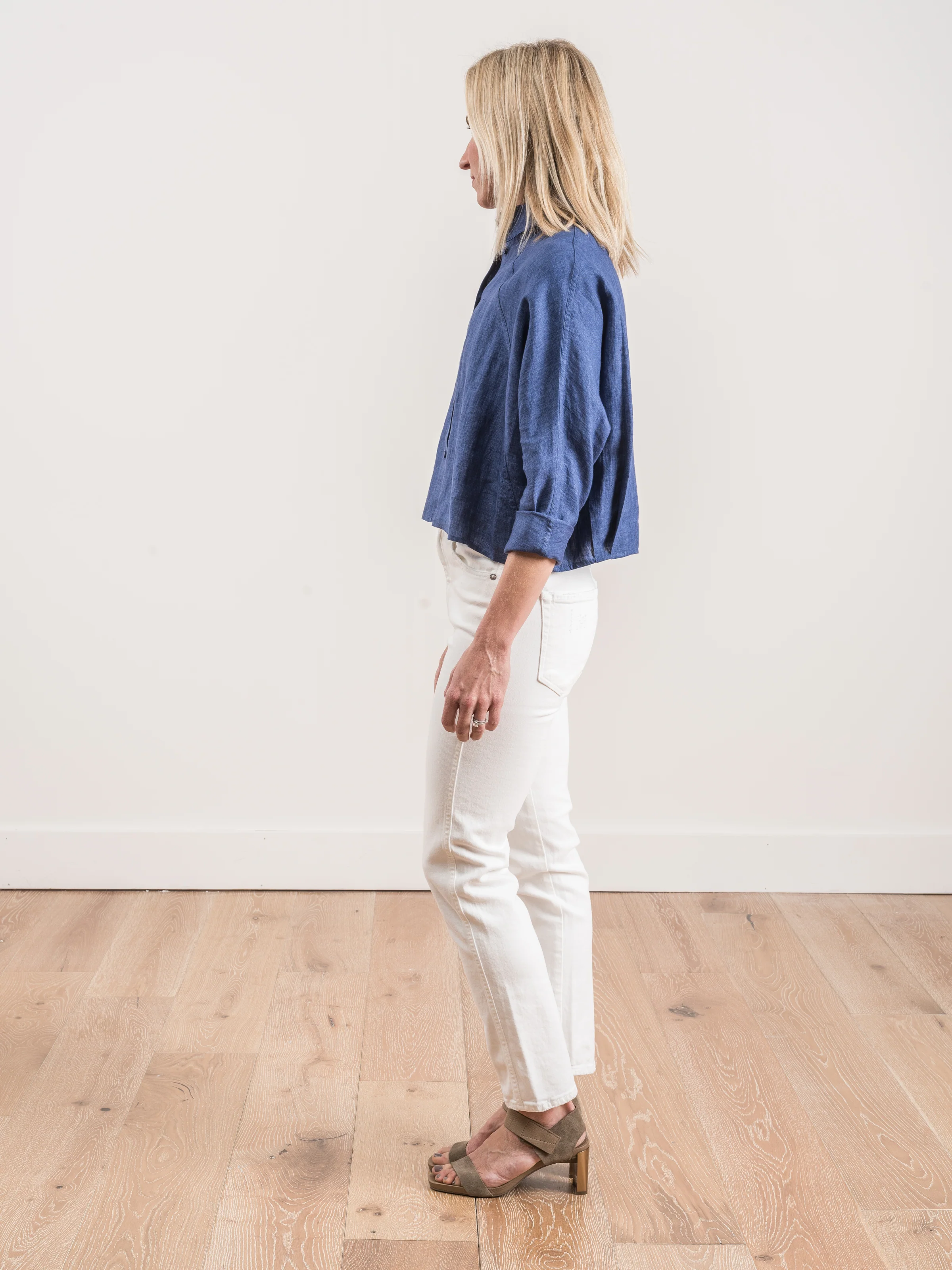 crop shirt jacket - indigo - Image 2