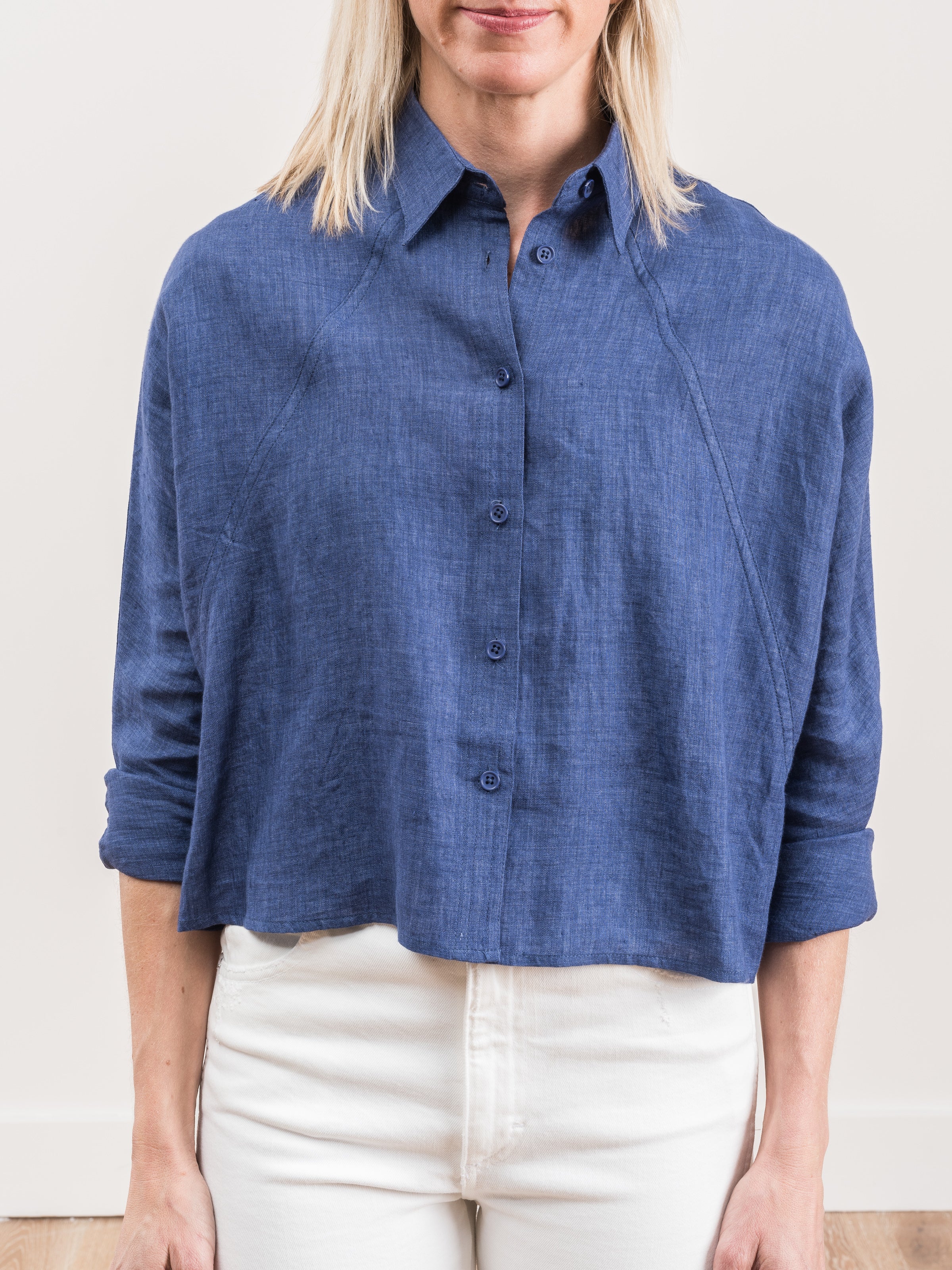crop shirt jacket - indigo - Image 4