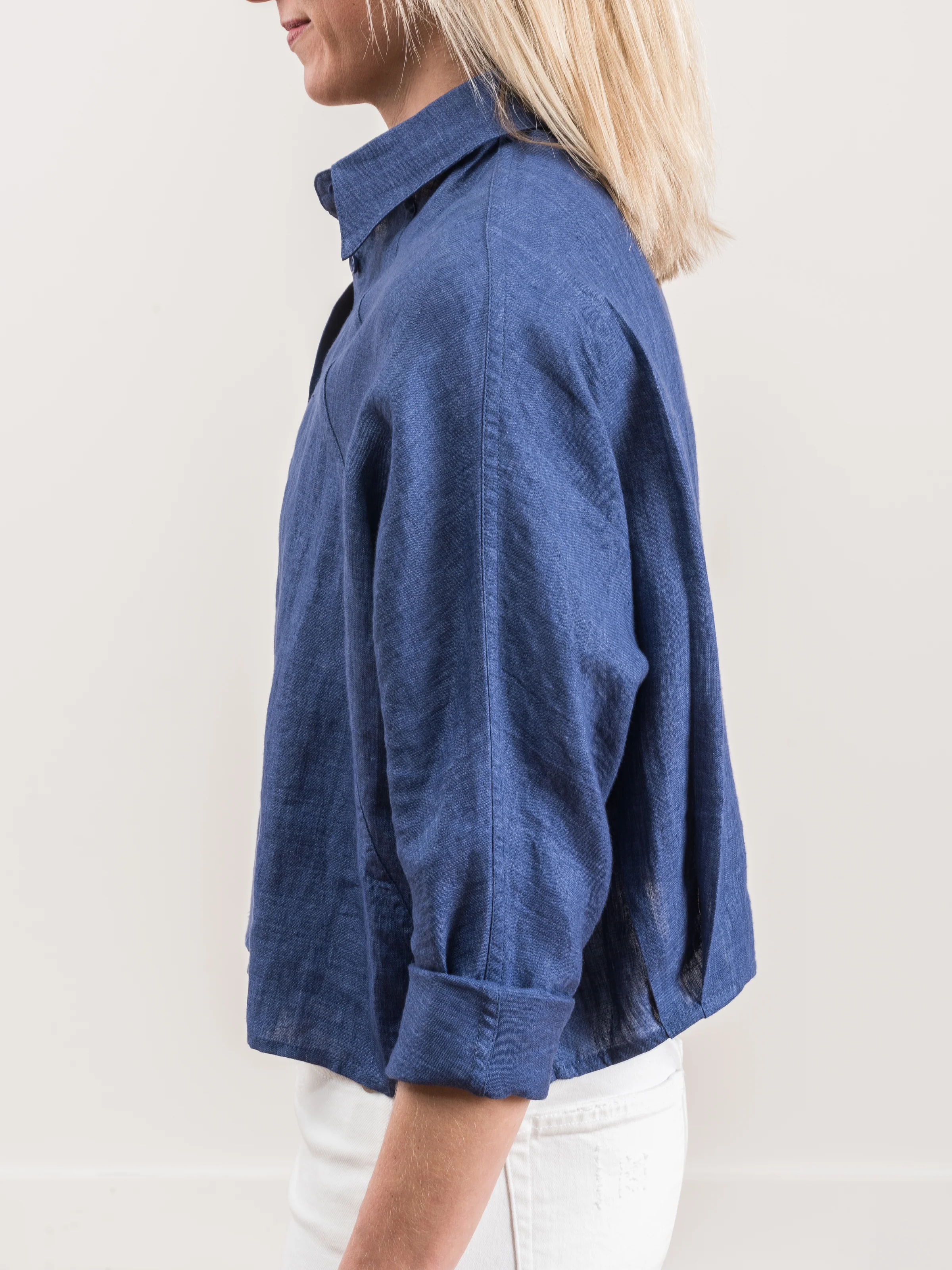 crop shirt jacket - indigo - Image 5