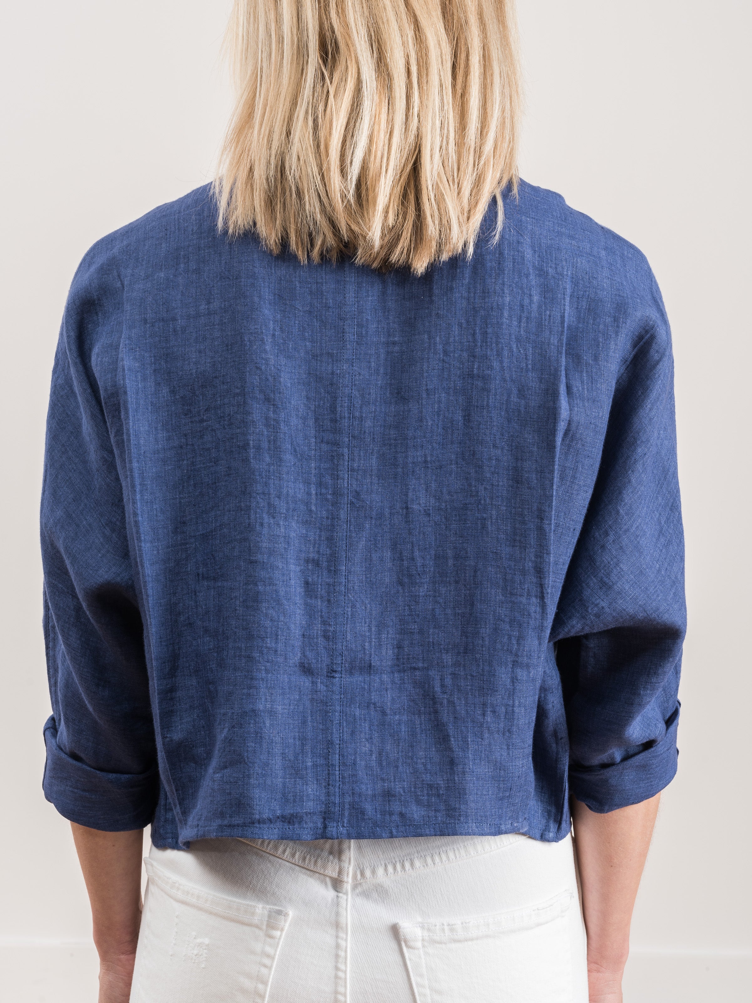 crop shirt jacket - indigo - Image 6