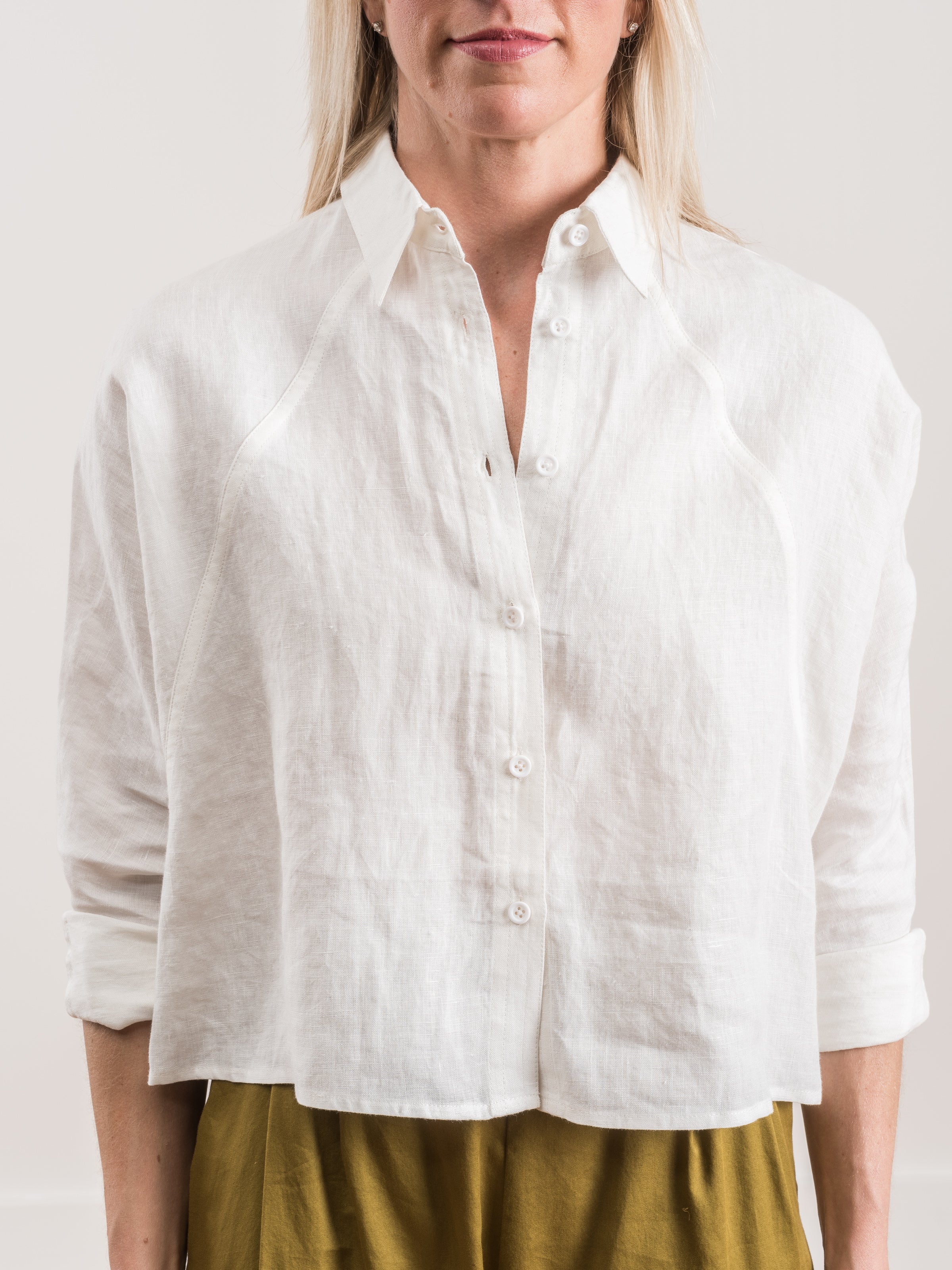 crop shirt jacket - off white - Image 2