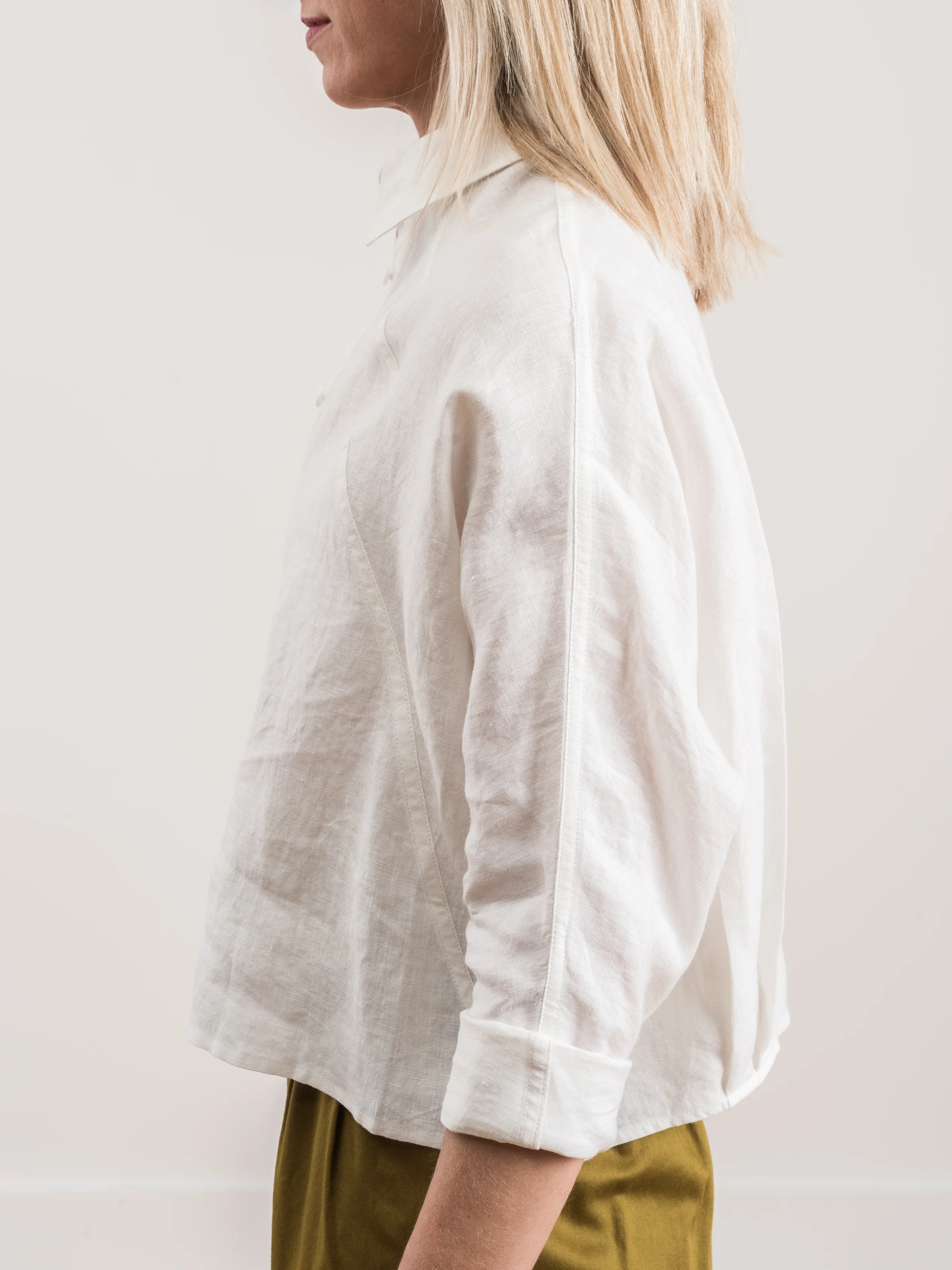 crop shirt jacket - off white - Image 3