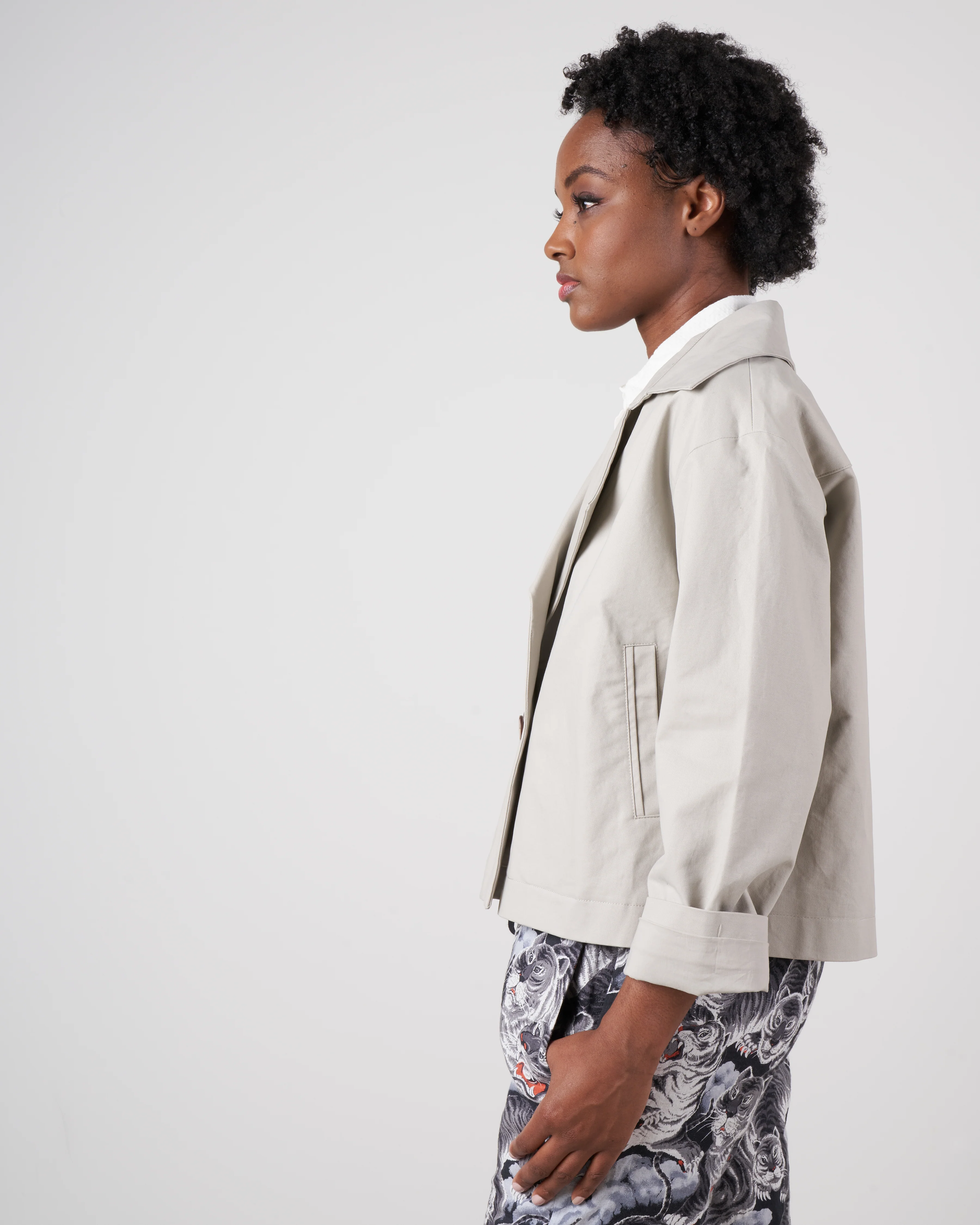 cropped peacoat - dusty white - Image 3
