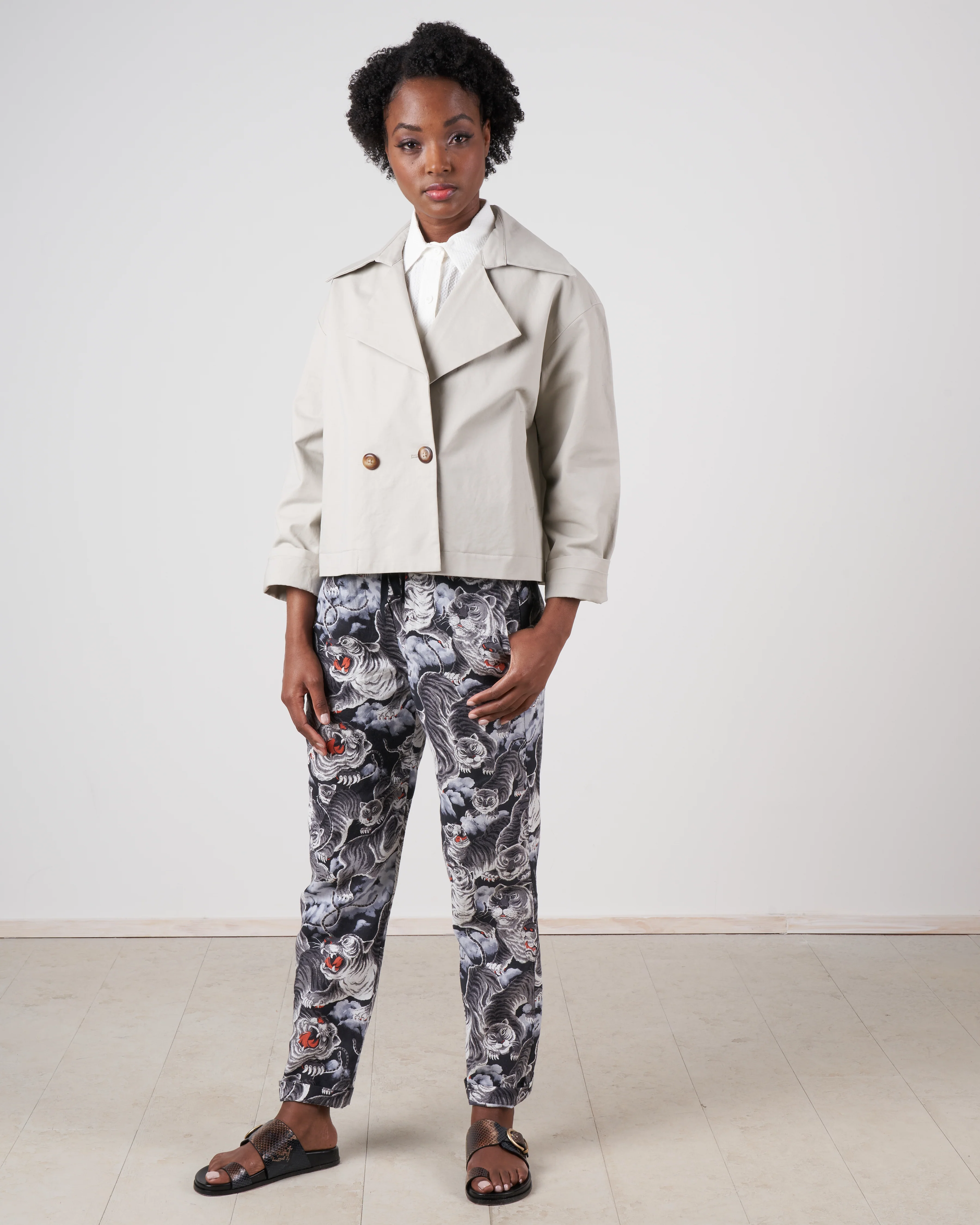 cropped peacoat - dusty white - Image 5